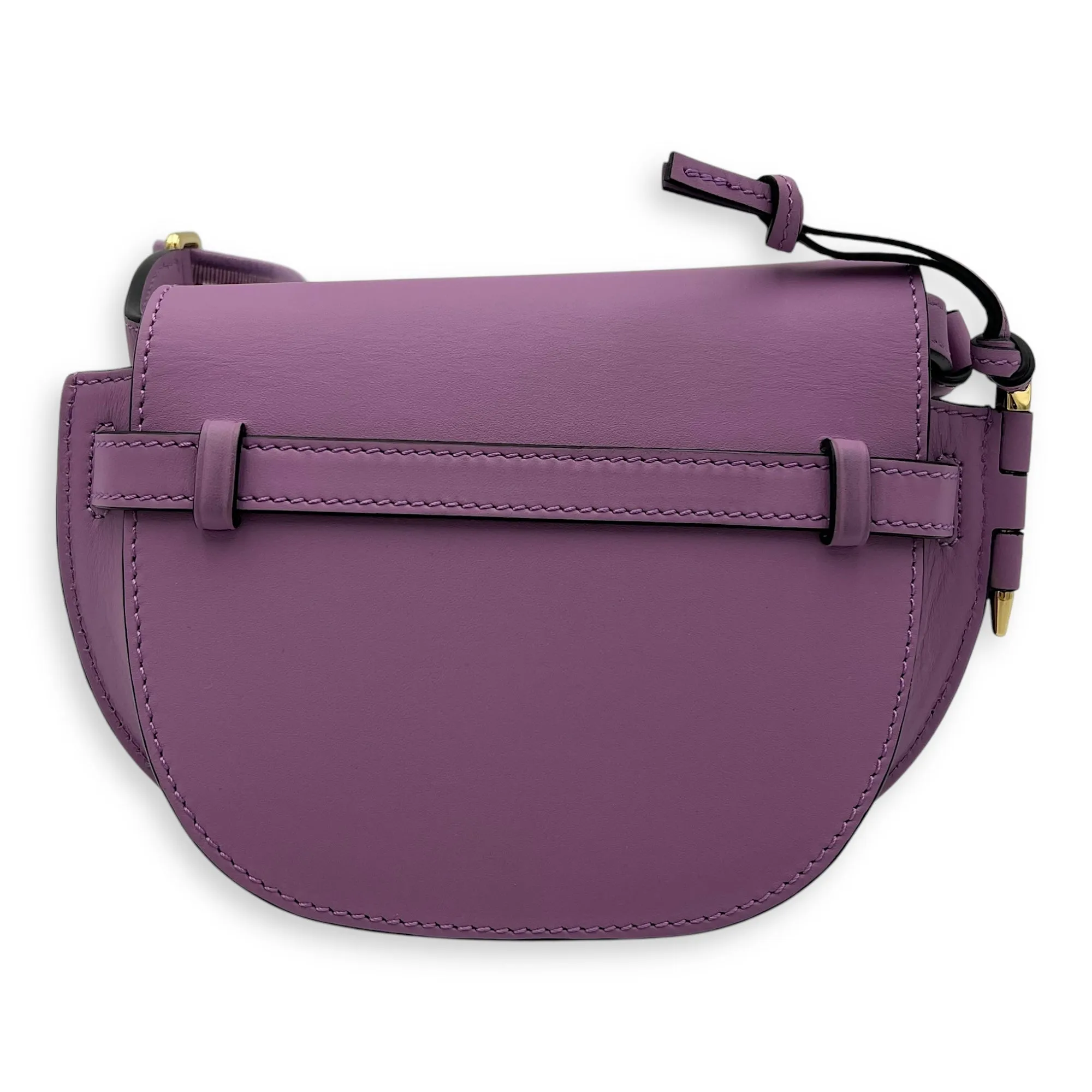 Gate Dual Mini Purple Crossbody Bag in Calfskin, Gold hardware