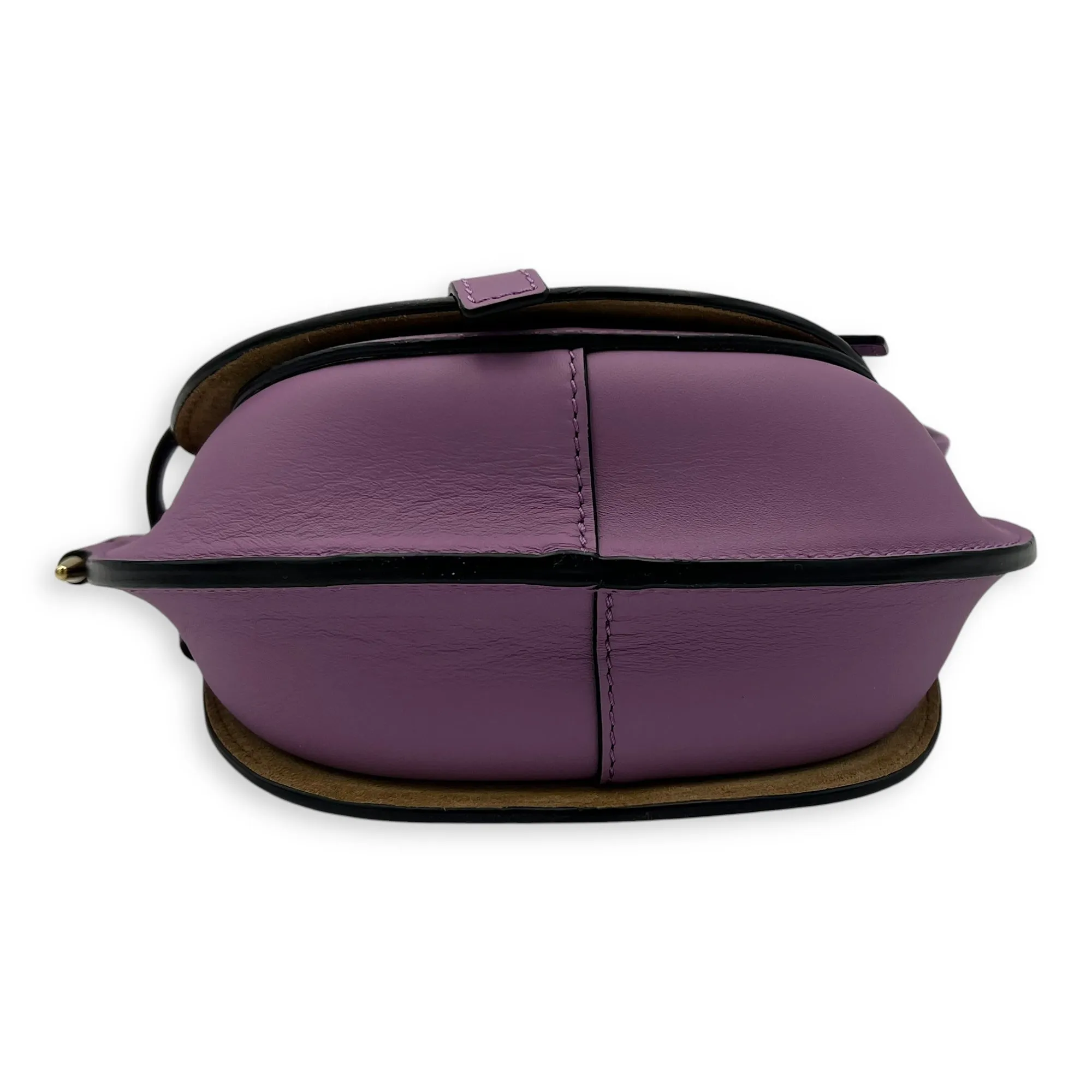 Gate Dual Mini Purple Crossbody Bag in Calfskin, Gold hardware