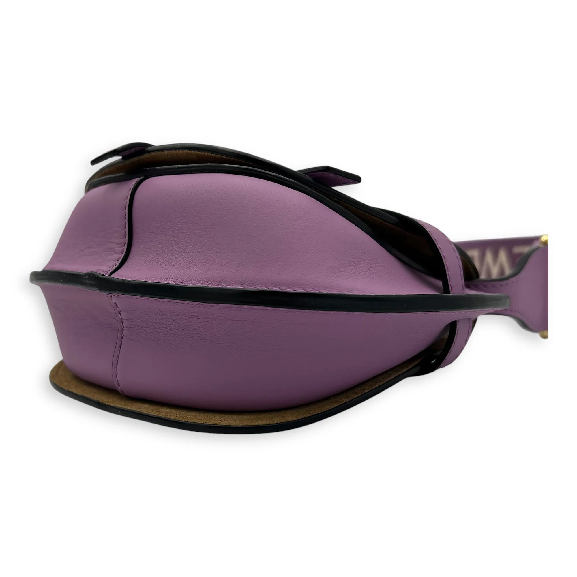Gate Dual Mini Purple Crossbody Bag in Calfskin, Gold hardware