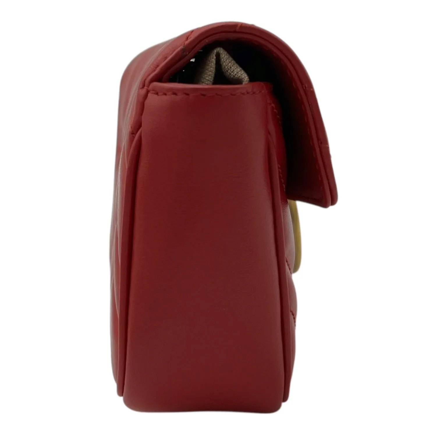 GG Marmont Crossbody Bag Super Mini Red in Calfskin, Gold hardware