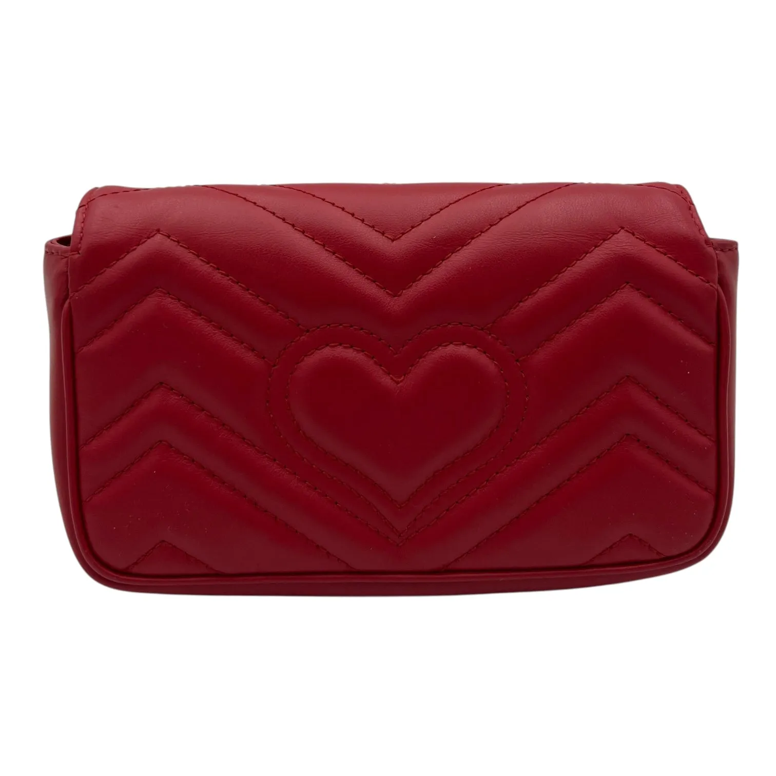 GG Marmont Crossbody Bag Super Mini Red in Calfskin, Gold hardware