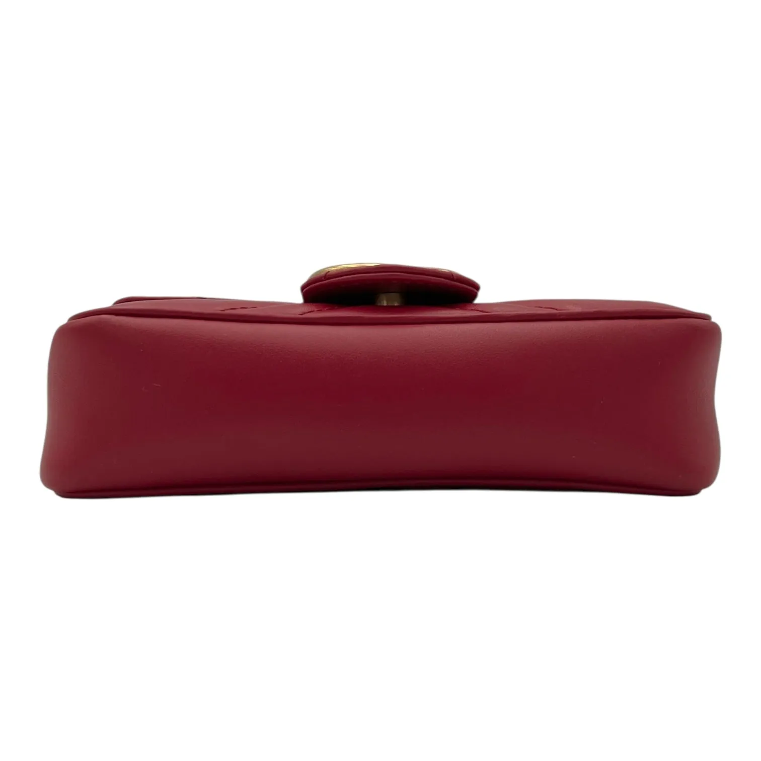 GG Marmont Crossbody Bag Super Mini Red in Calfskin, Gold hardware