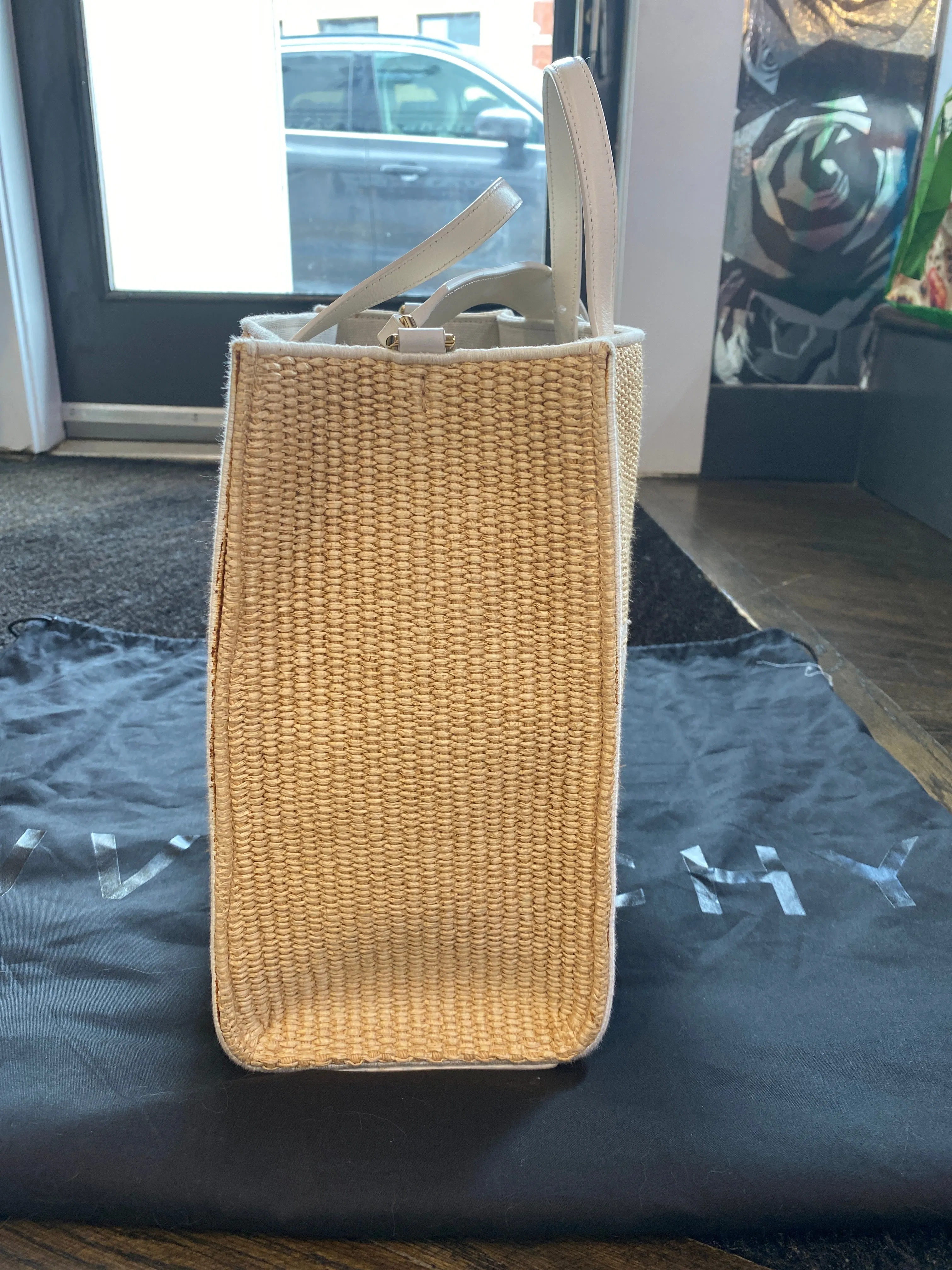 GIVENCHY Medium Neutral G Tote Shopping Bag with White leather