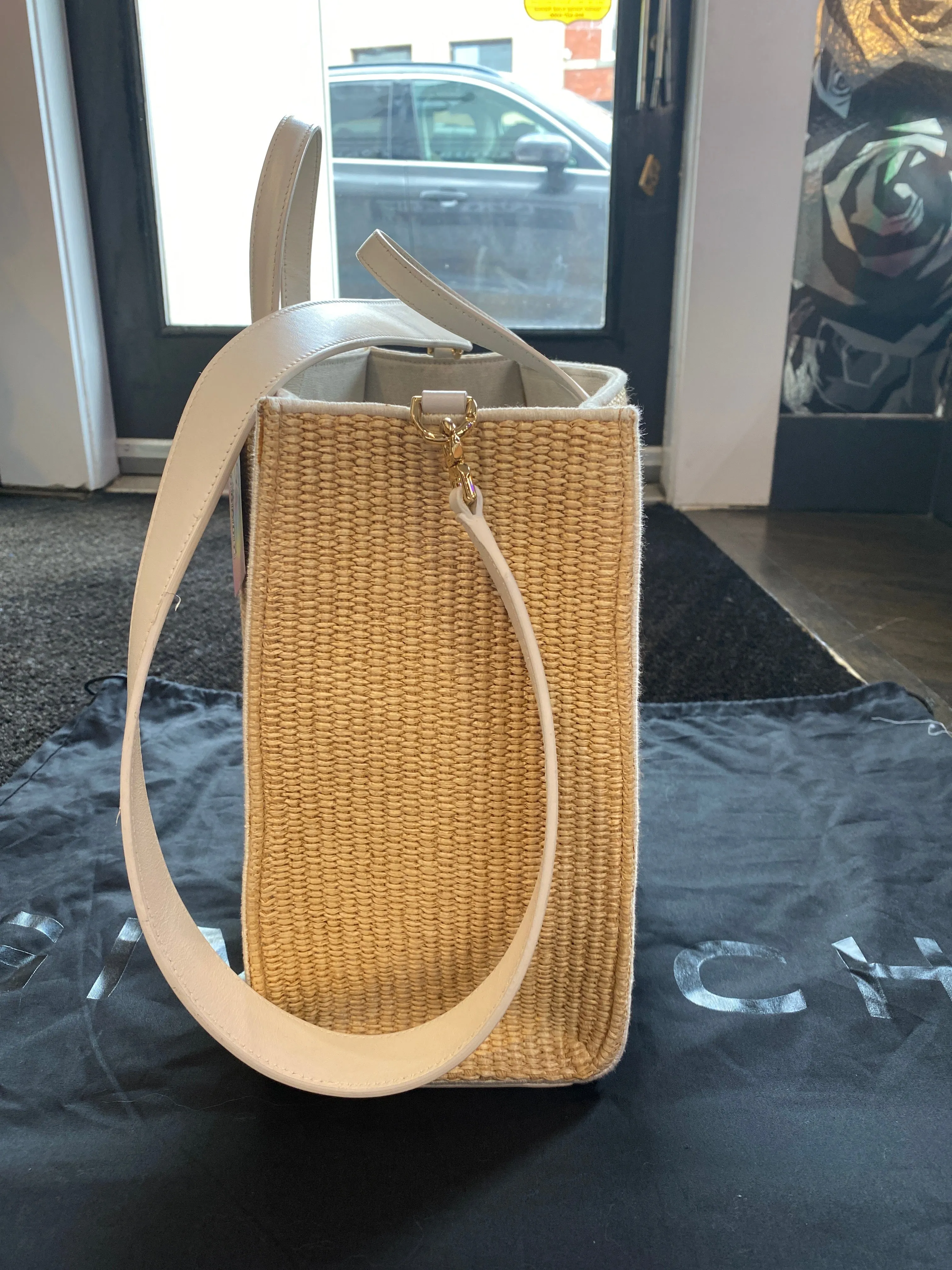 GIVENCHY Medium Neutral G Tote Shopping Bag with White leather