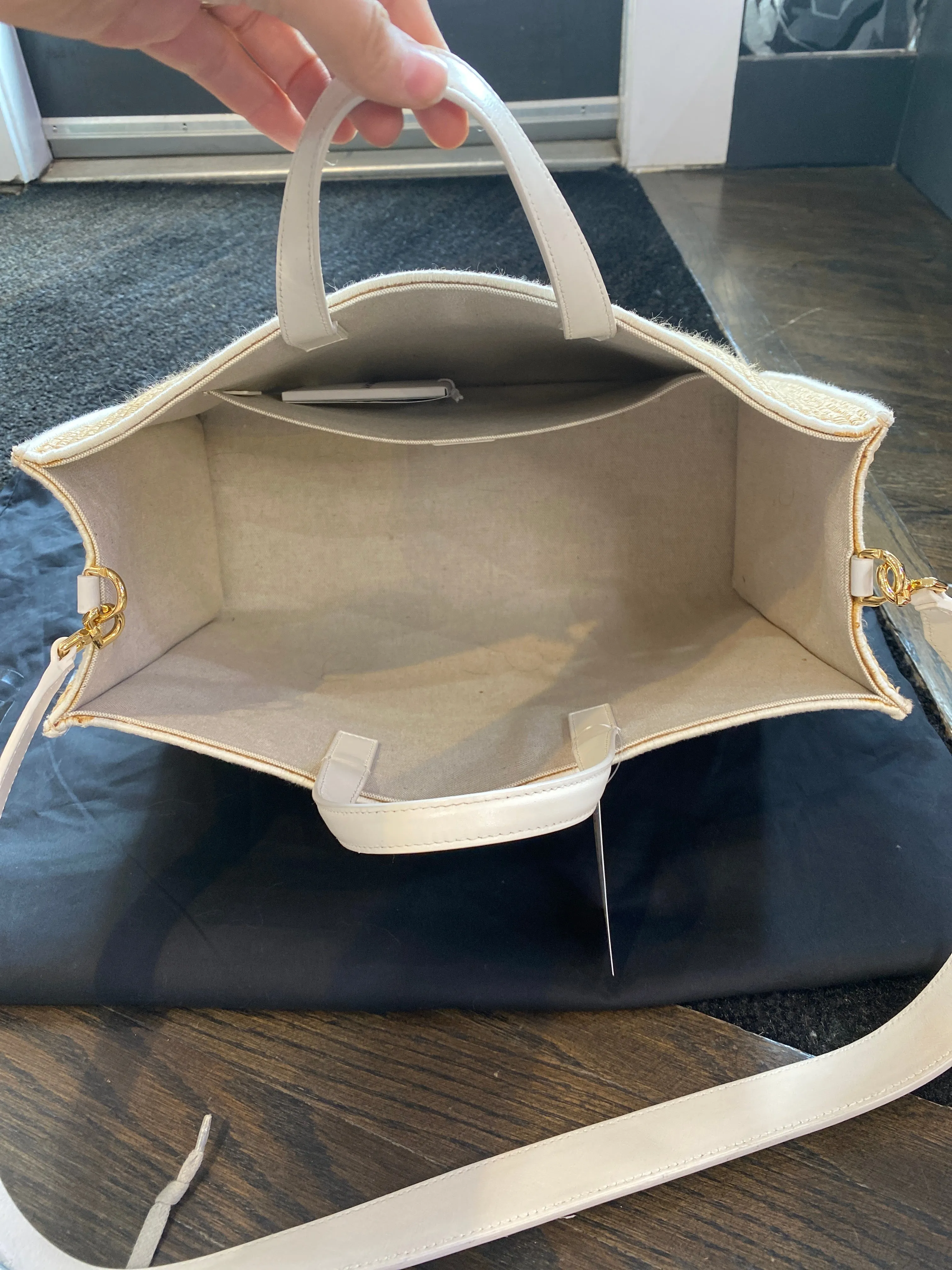GIVENCHY Medium Neutral G Tote Shopping Bag with White leather