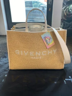 GIVENCHY Medium Neutral G Tote Shopping Bag with White leather