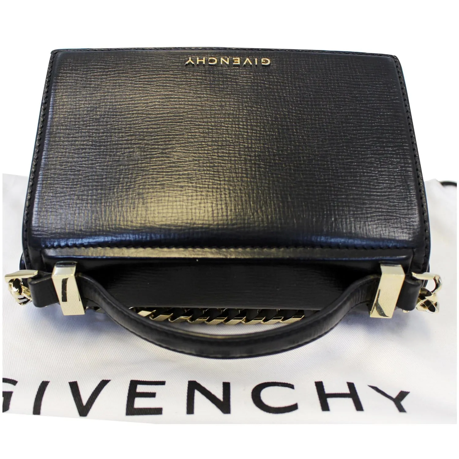 GIVENCHY Mini Pandora Box Calfskin Leather Chain Crossbody Bag Black