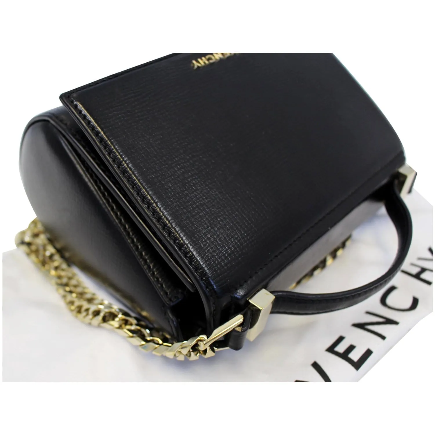 GIVENCHY Mini Pandora Box Calfskin Leather Chain Crossbody Bag Black