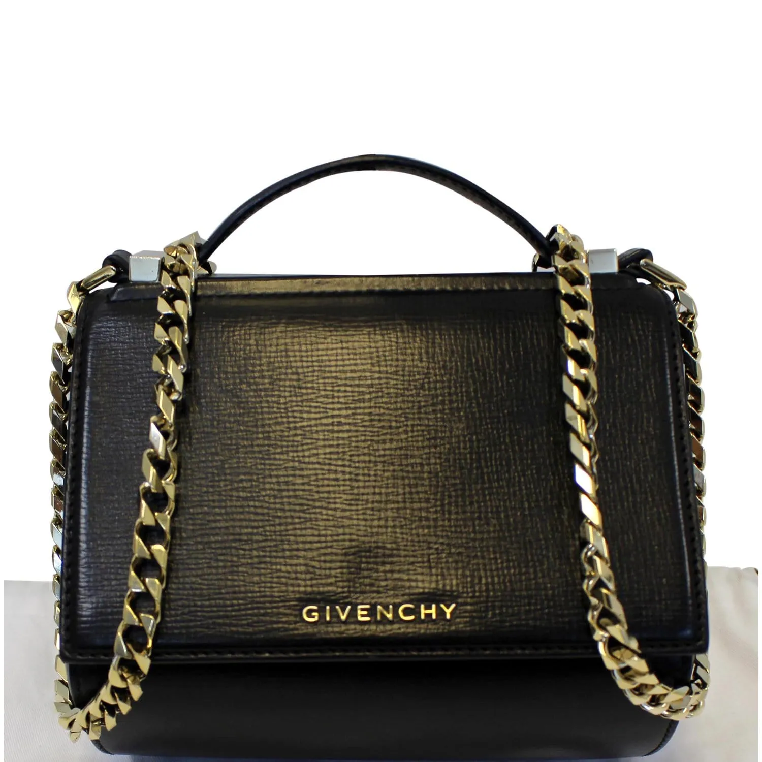 GIVENCHY Mini Pandora Box Calfskin Leather Chain Crossbody Bag Black