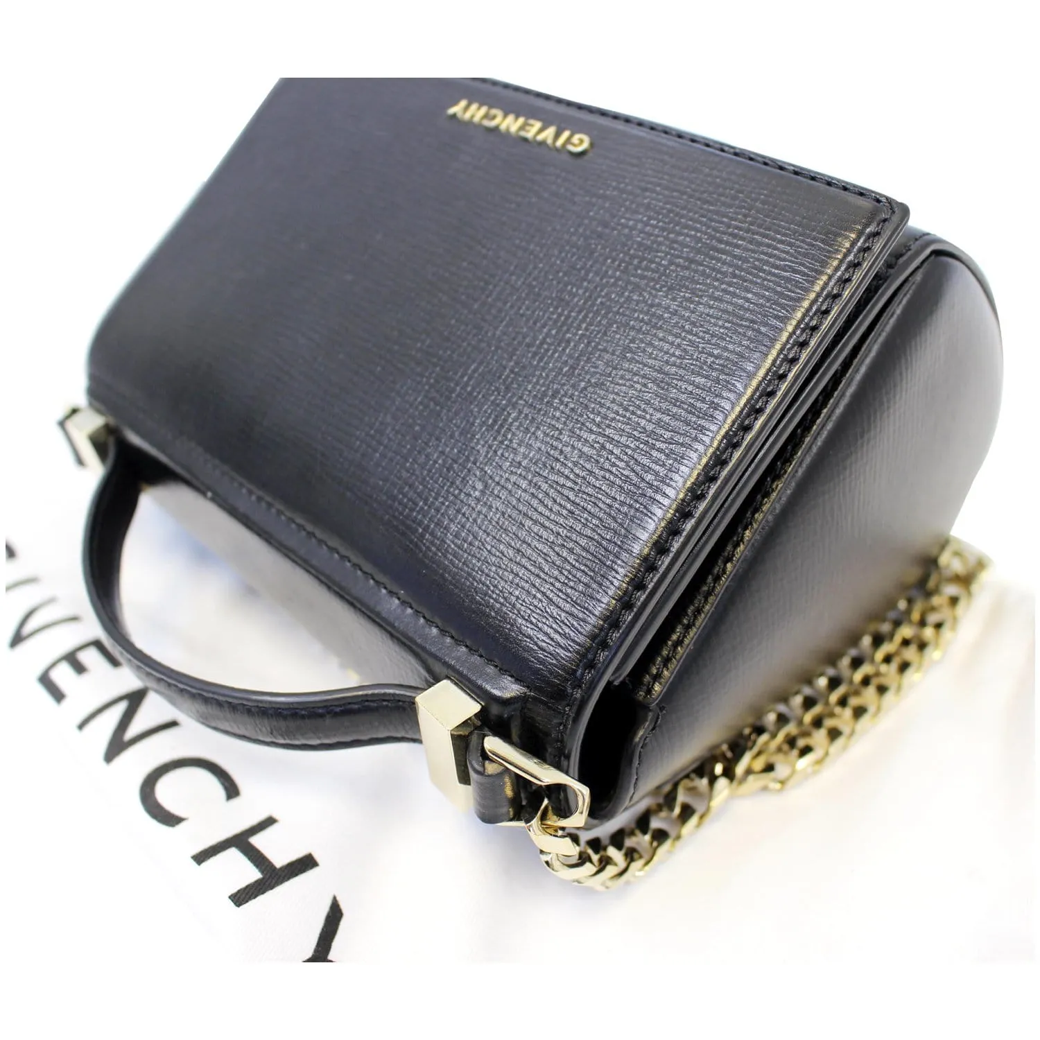 GIVENCHY Mini Pandora Box Calfskin Leather Chain Crossbody Bag Black