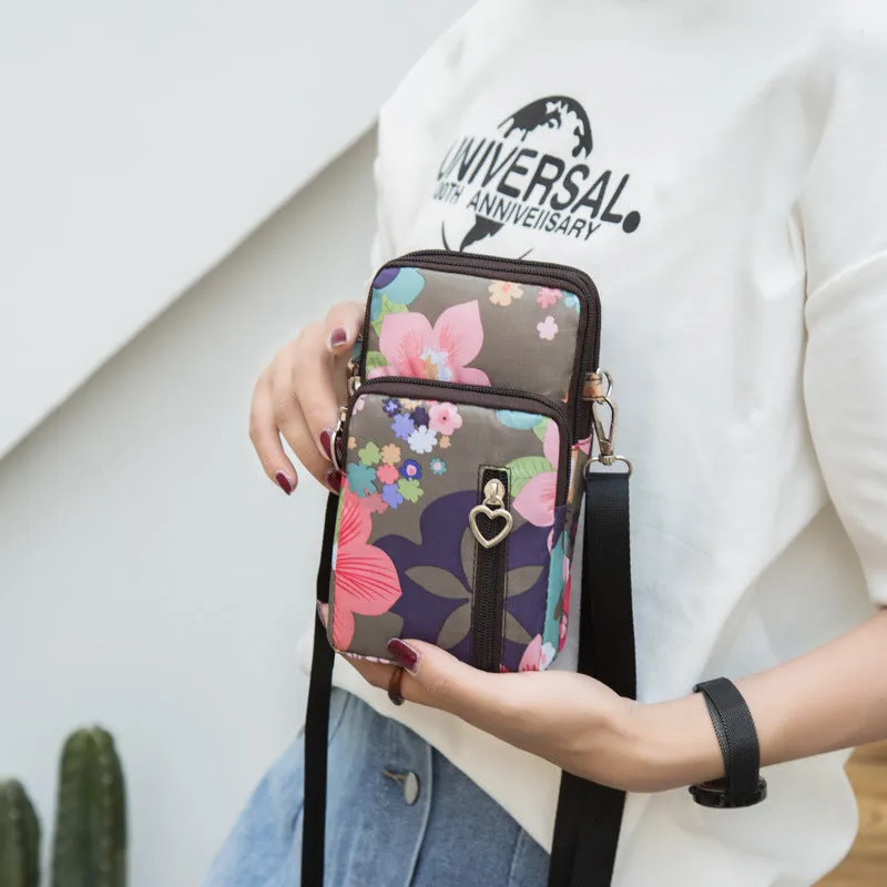 Glamorous Mini Vertical Female Fabric Wrist Phone Bags