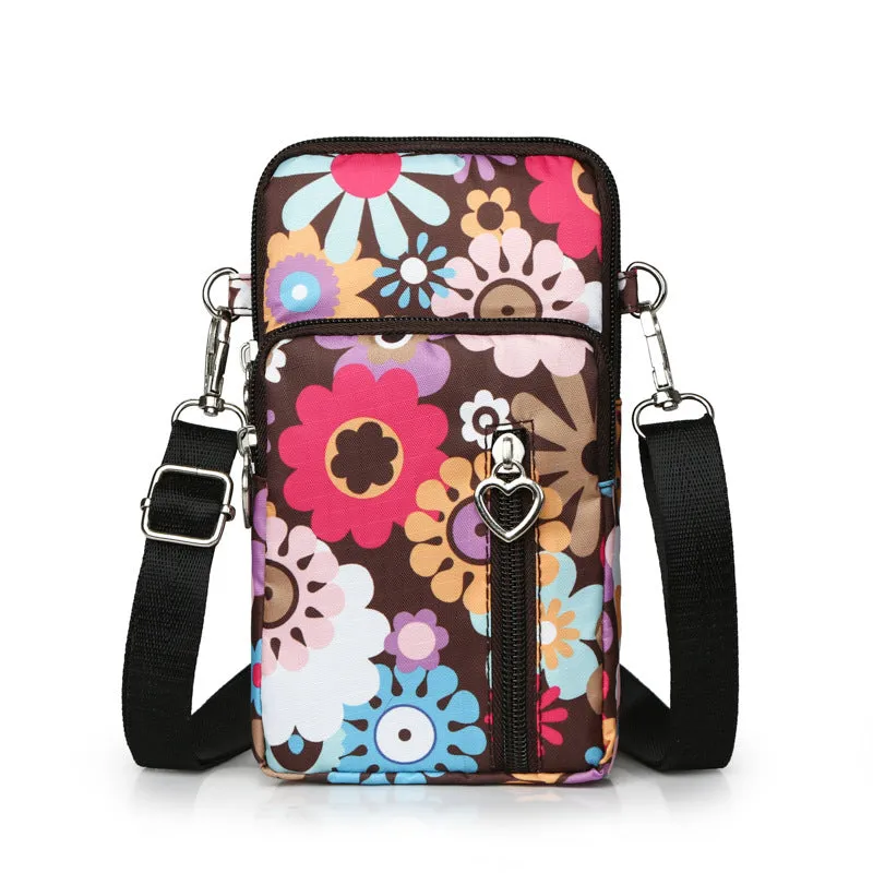 Glamorous Mini Vertical Female Fabric Wrist Phone Bags