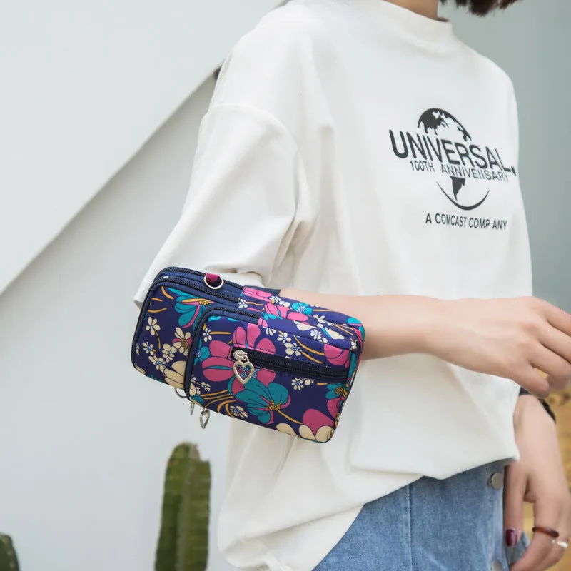 Glamorous Mini Vertical Female Fabric Wrist Phone Bags