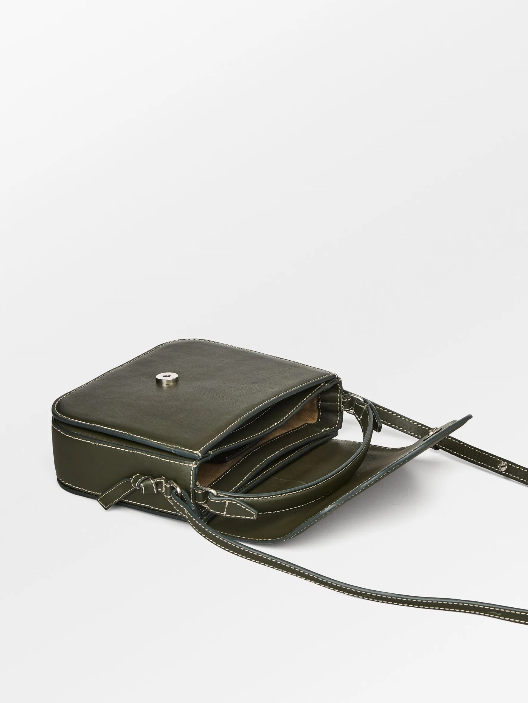 Glossy Iris Leather Crossbody Bag - Green