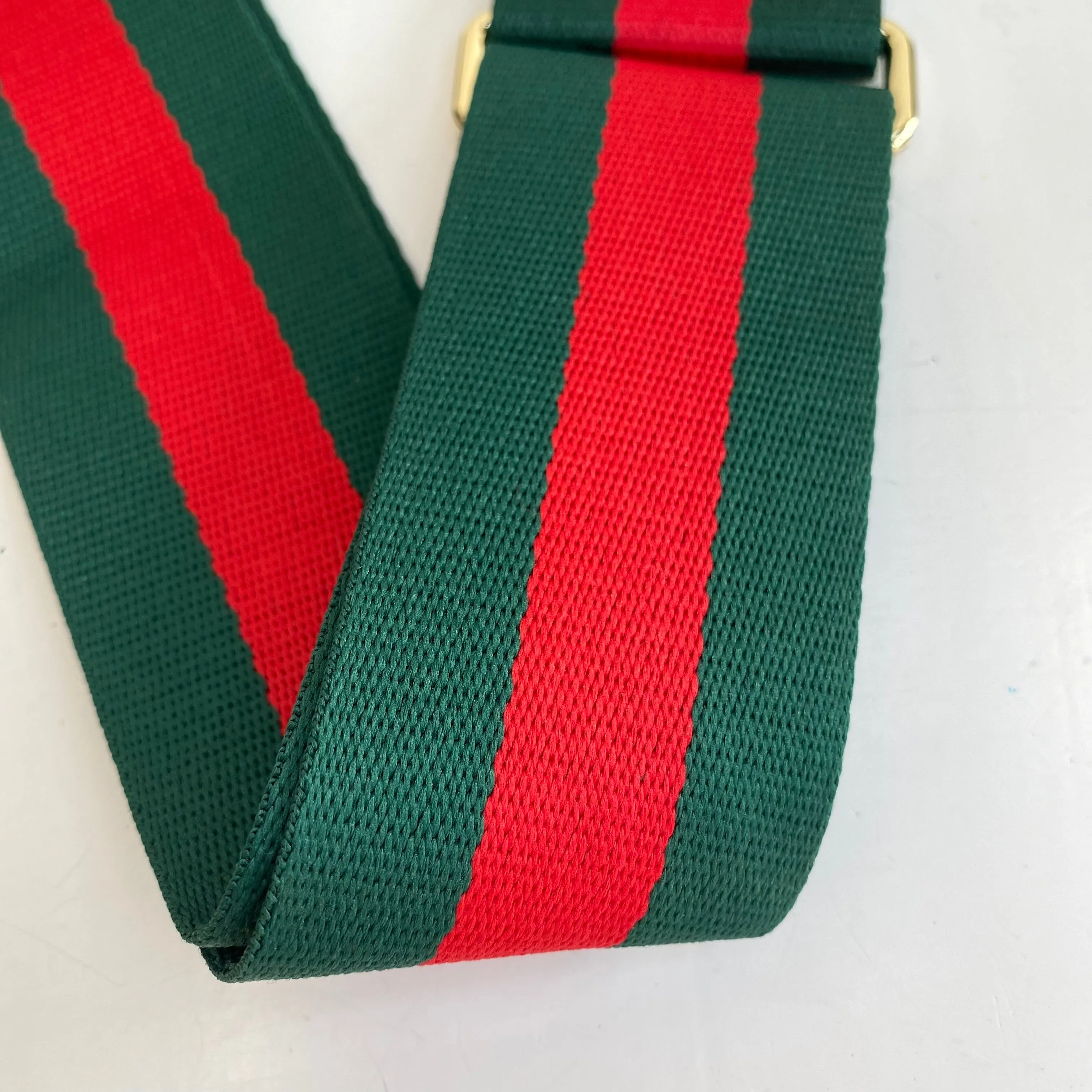 Green and Red Stripe Bag Strap