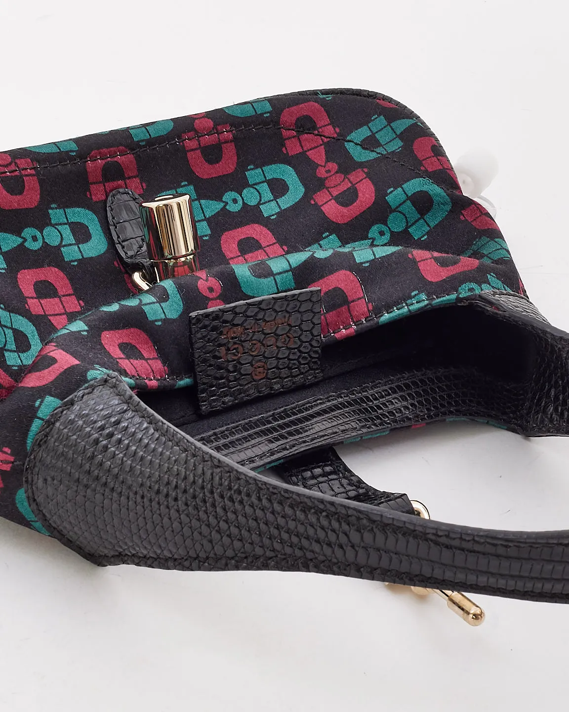 Gucci Black Green & Red Satin Mini Jackie Bag