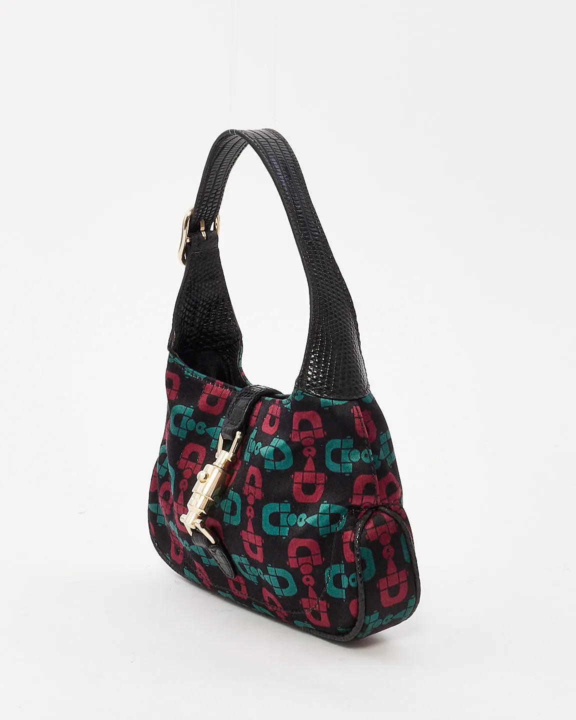 Gucci Black Green & Red Satin Mini Jackie Bag