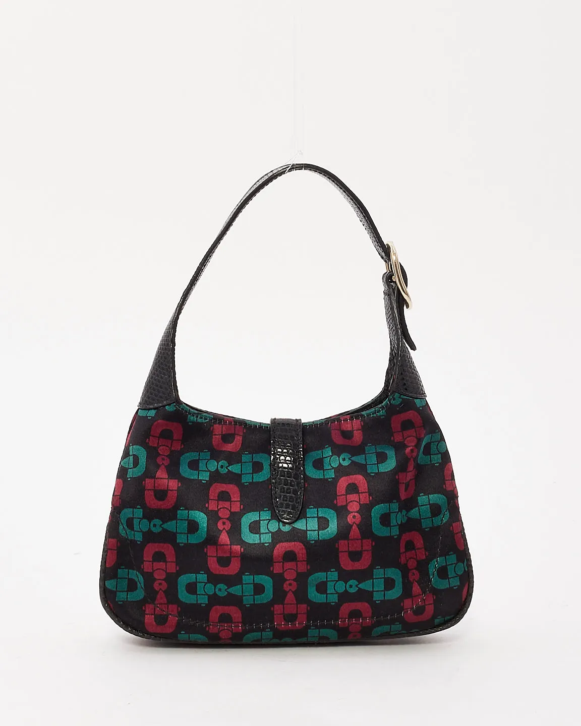 Gucci Black Green & Red Satin Mini Jackie Bag