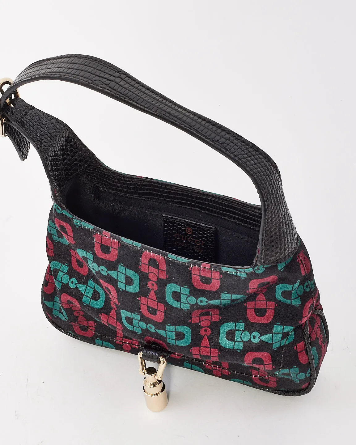 Gucci Black Green & Red Satin Mini Jackie Bag