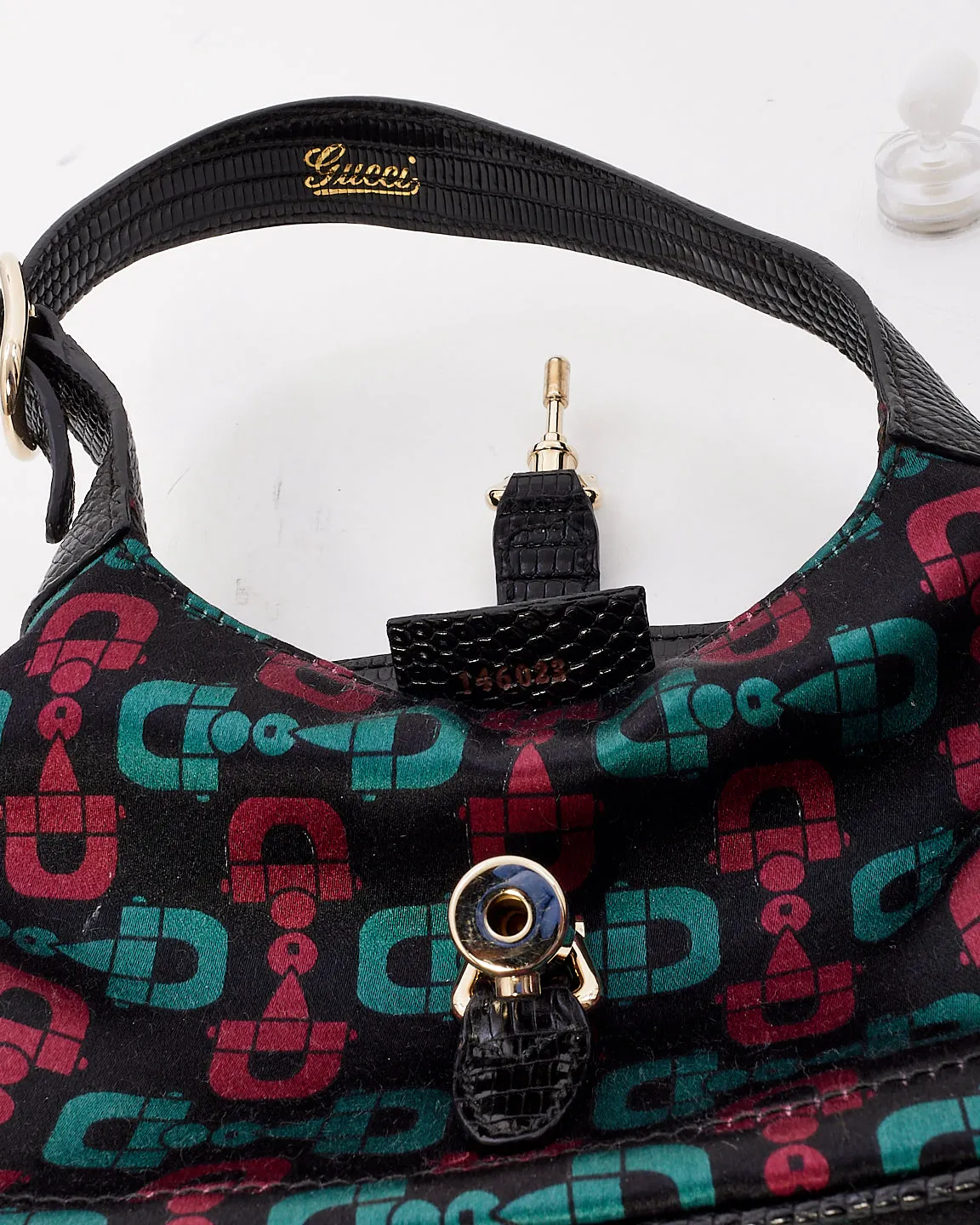 Gucci Black Green & Red Satin Mini Jackie Bag