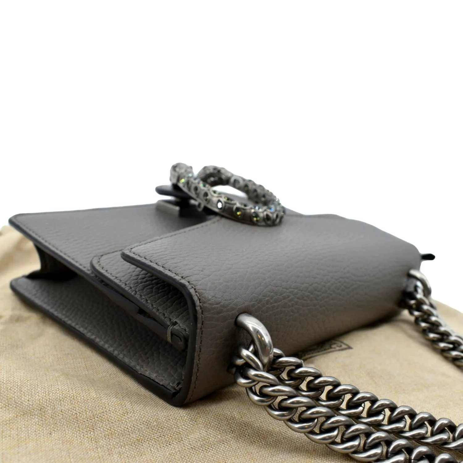 GUCCI Dionysus Mini Leather Crossbody Bag Gray 421970