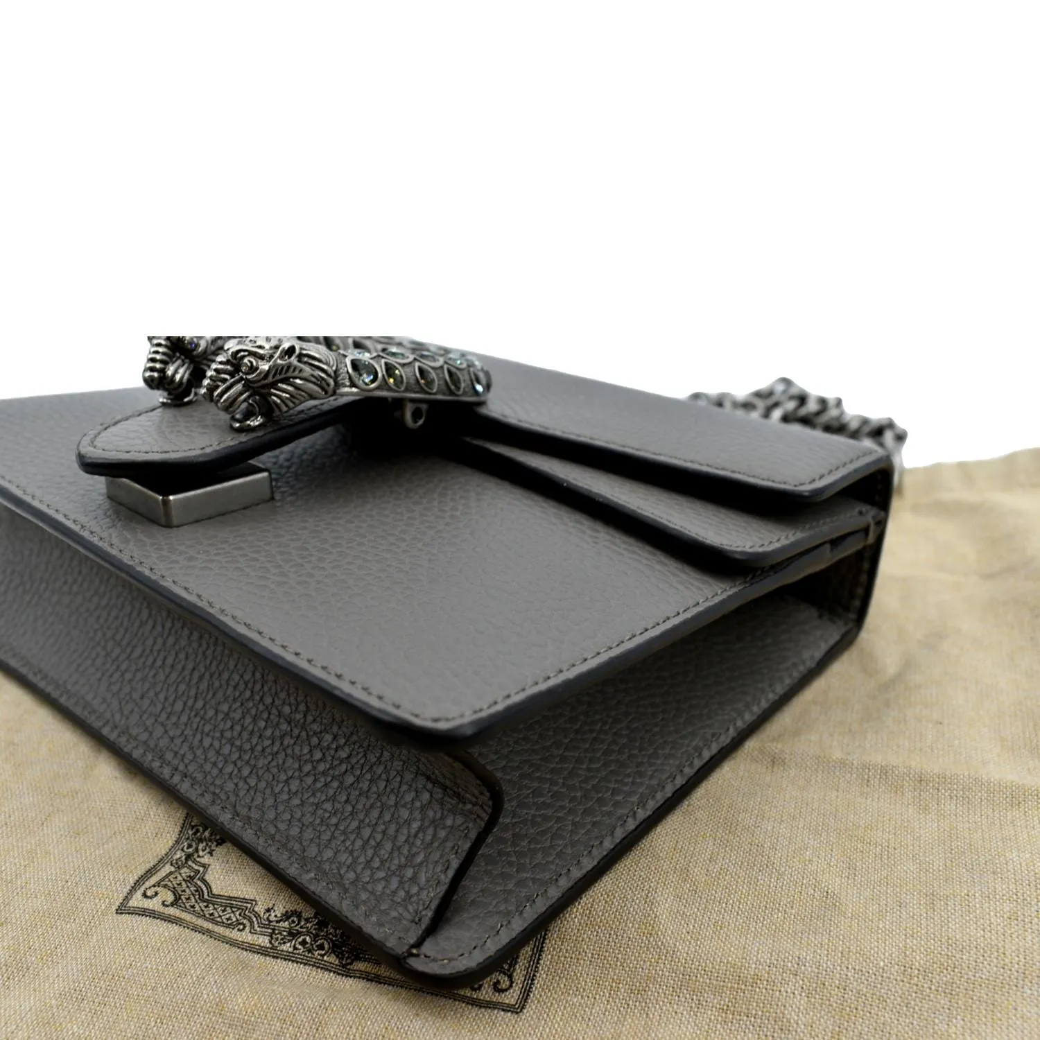GUCCI Dionysus Mini Leather Crossbody Bag Gray 421970