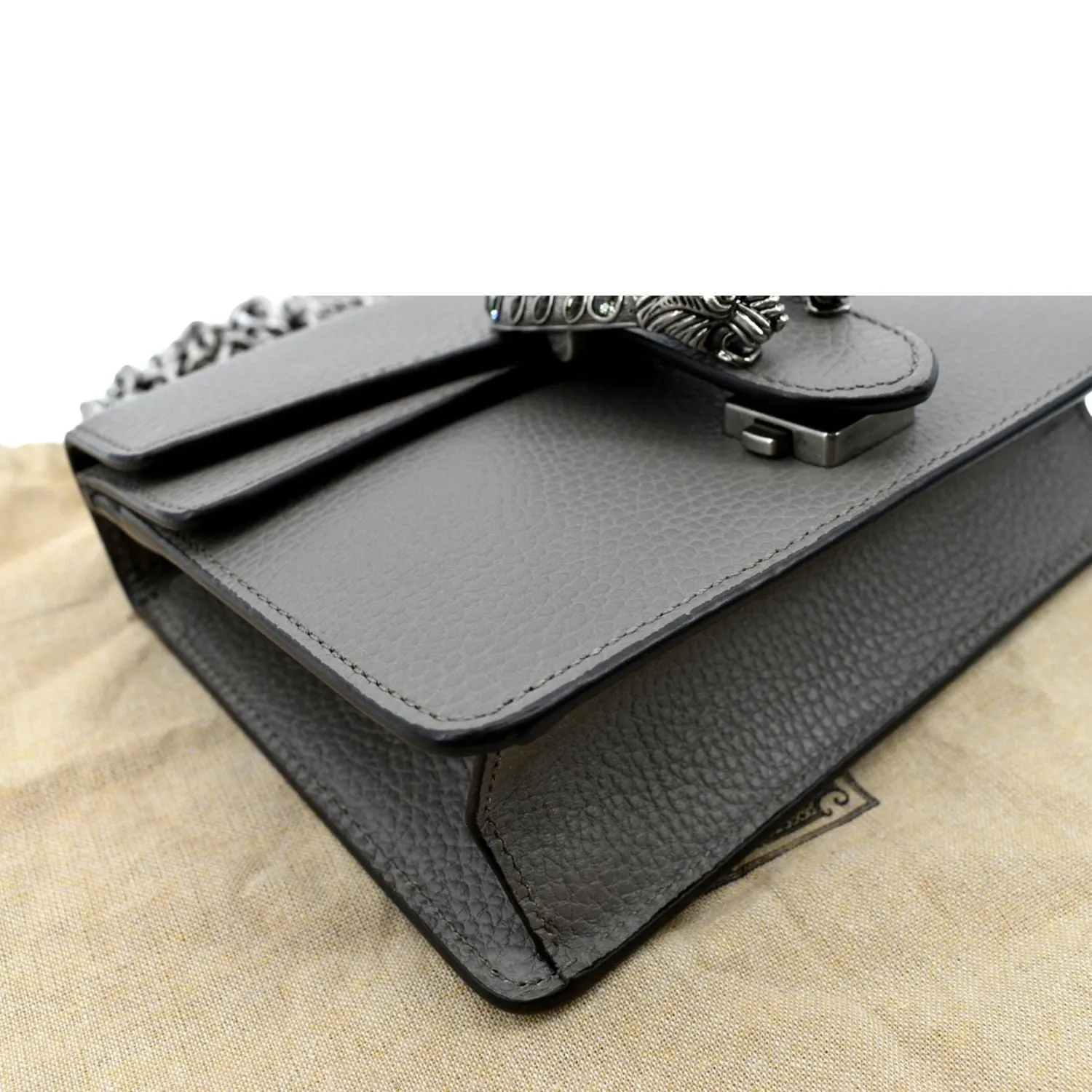 GUCCI Dionysus Mini Leather Crossbody Bag Gray 421970