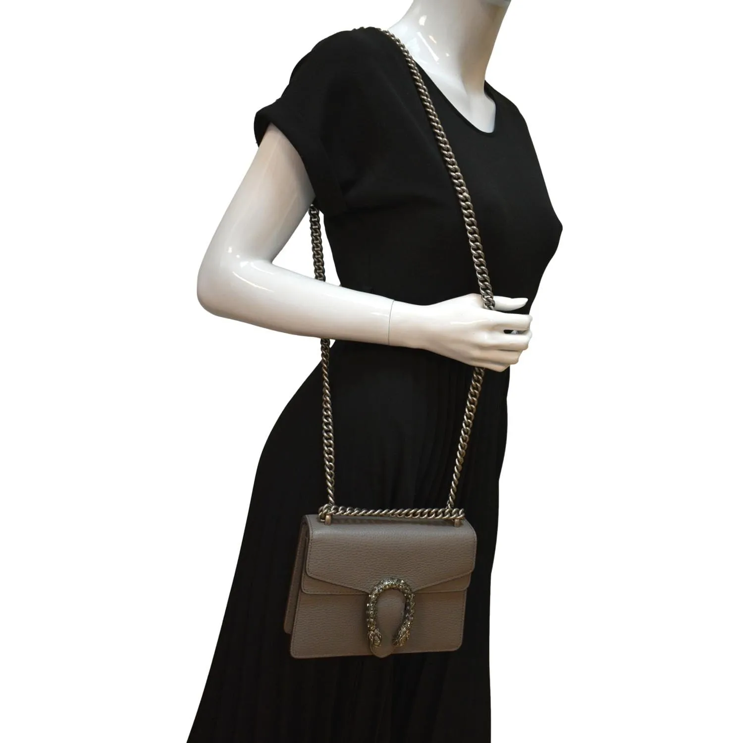 GUCCI Dionysus Mini Leather Crossbody Bag Gray 421970