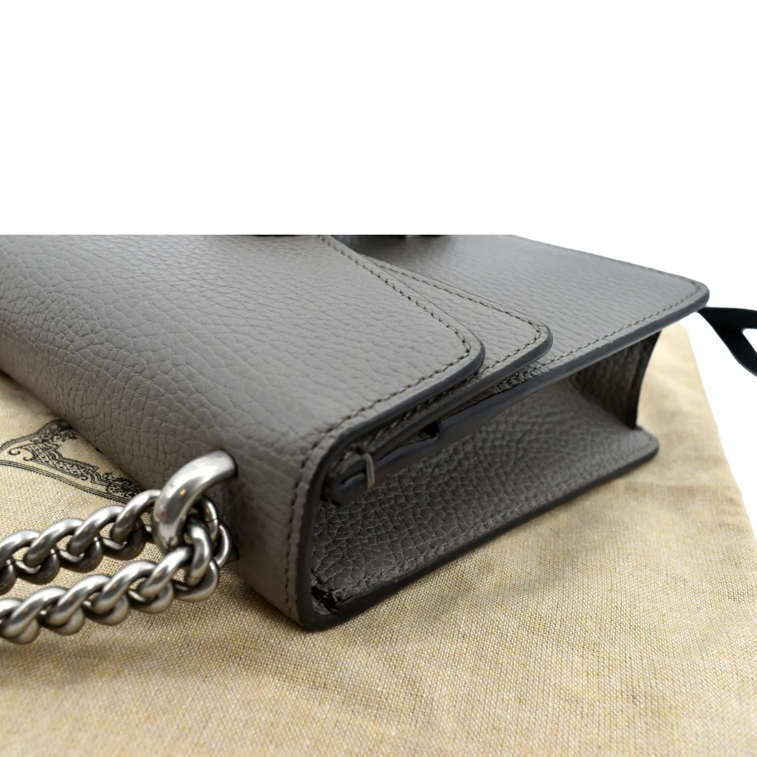 GUCCI Dionysus Mini Leather Crossbody Bag Gray 421970