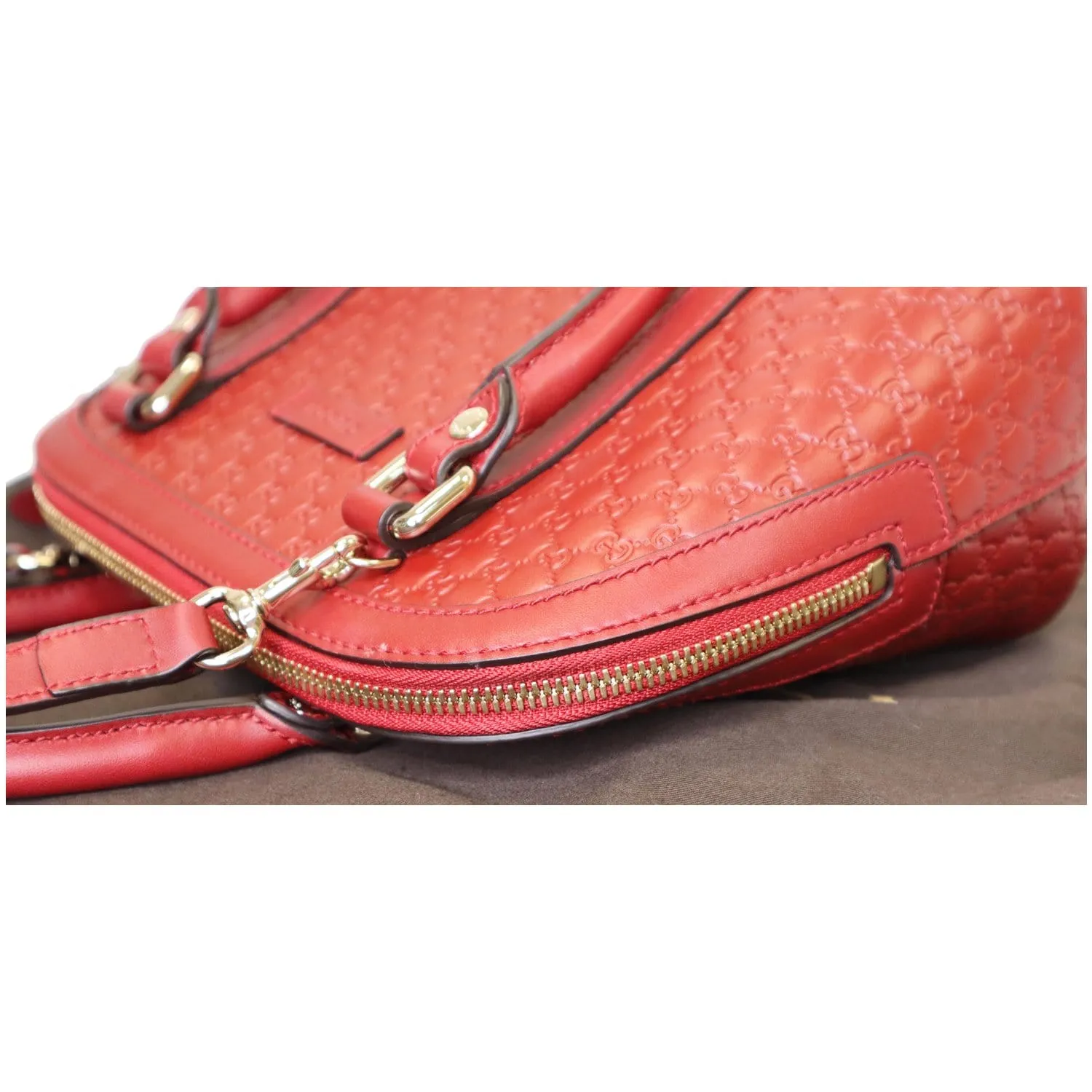 GUCCI Dome Convertible Micro Guccissima Crossbody Bag Red 449654