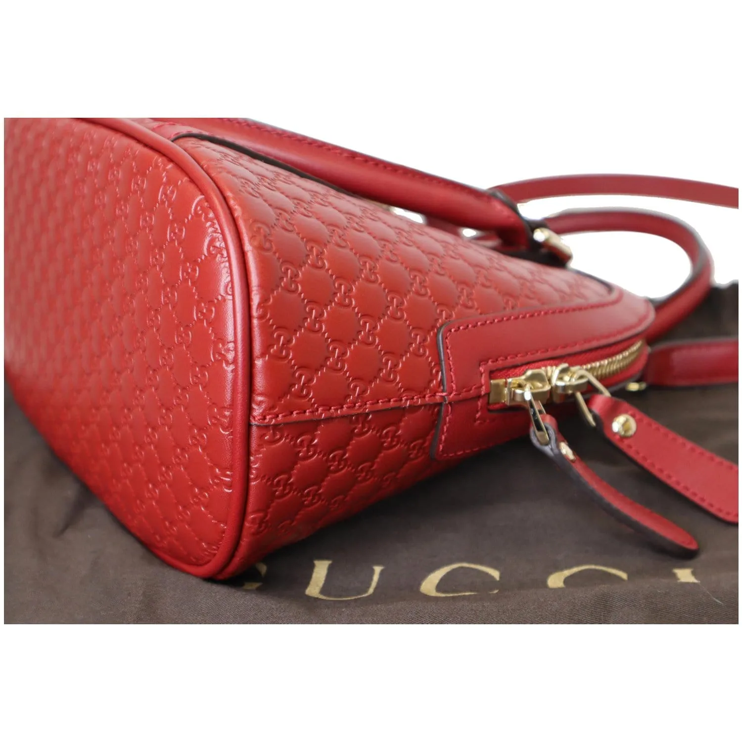 GUCCI Dome Convertible Micro Guccissima Crossbody Bag Red 449654