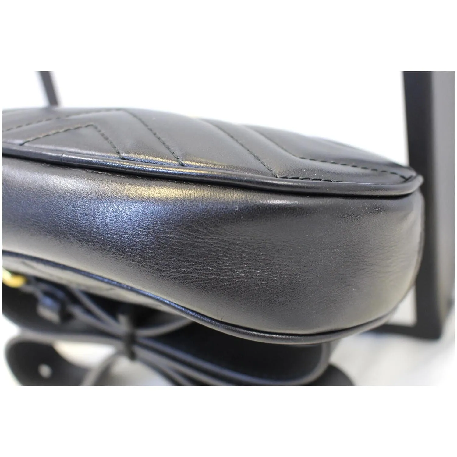 GUCCI GG Marmont Matelasse Black Leather Belt Bag 476434