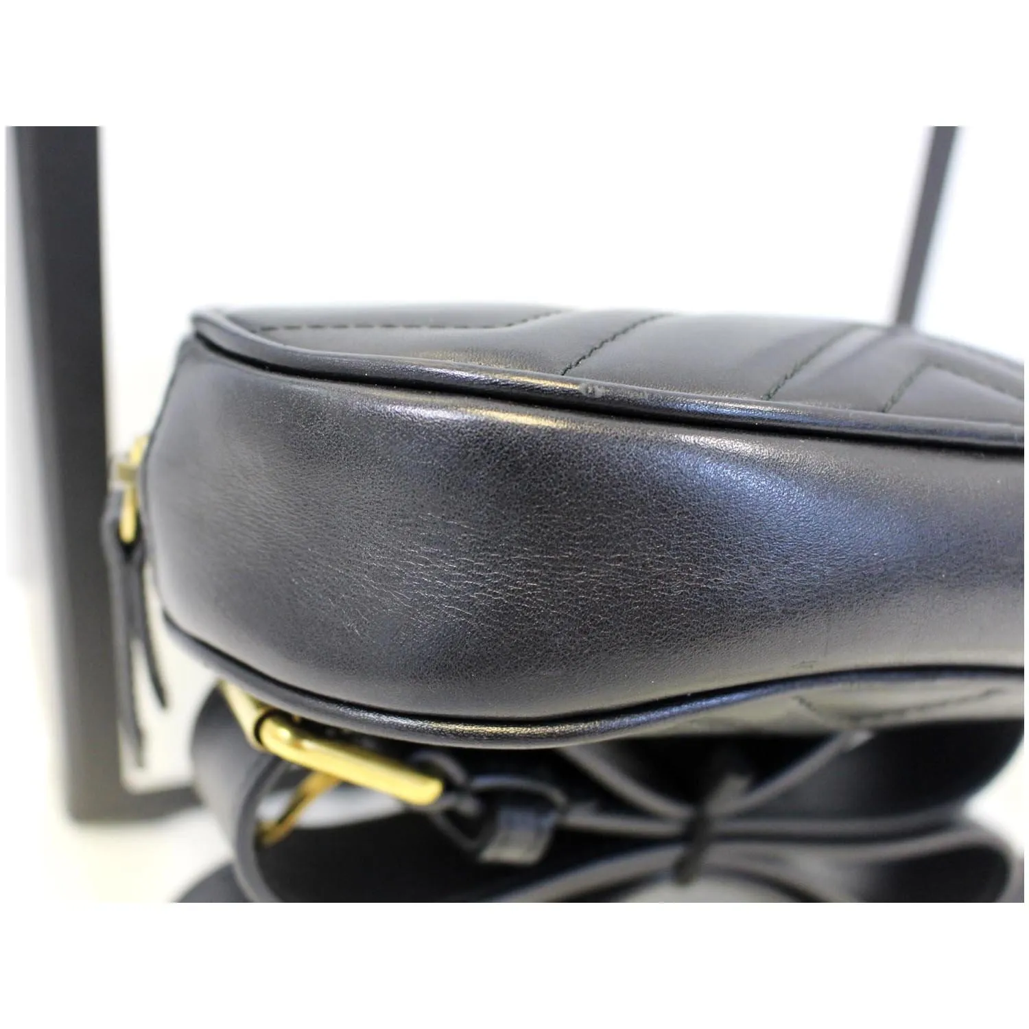 GUCCI GG Marmont Matelasse Black Leather Belt Bag 476434