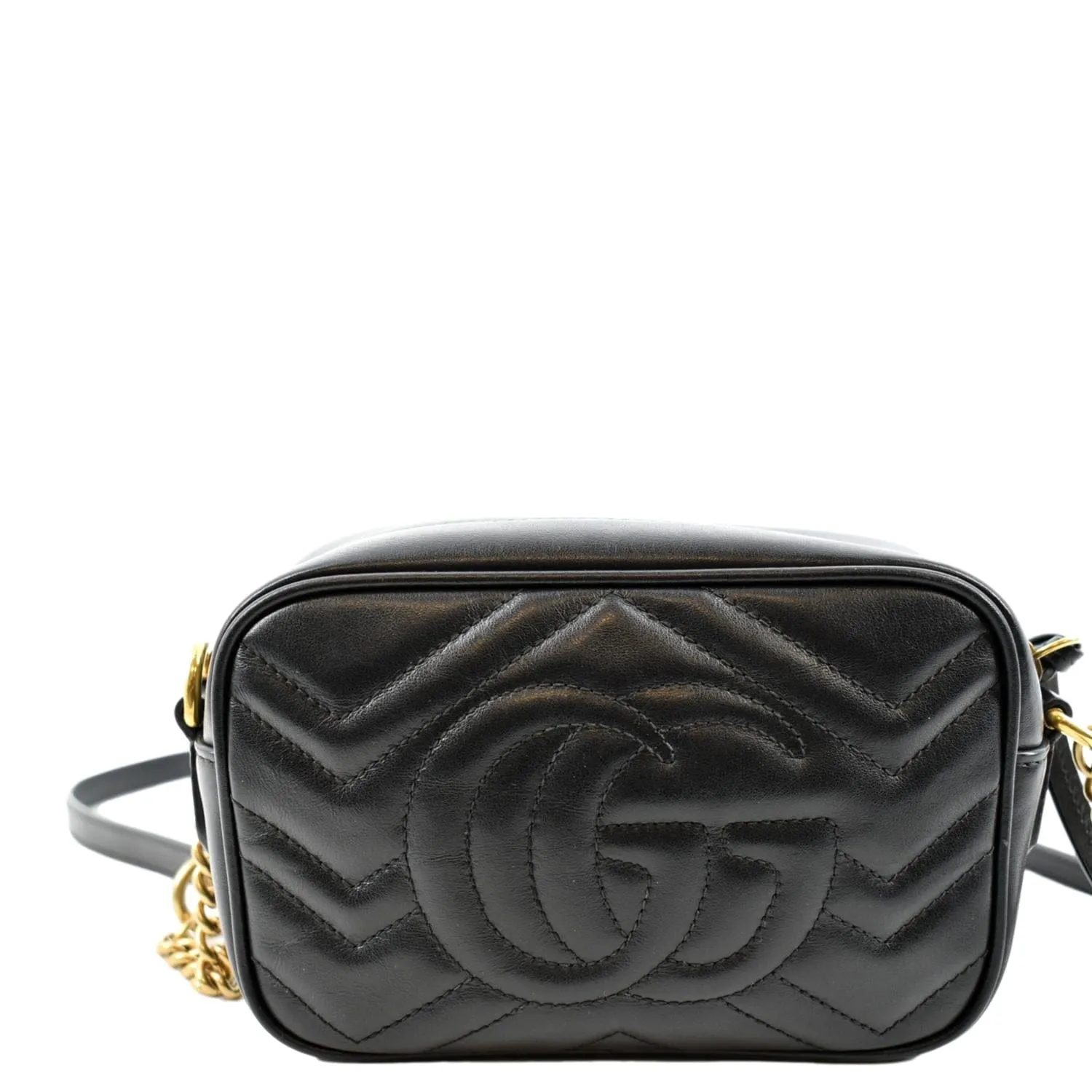 GUCCI GG Marmont Matelasse Mini Leather Crossbody Bag Black 448065