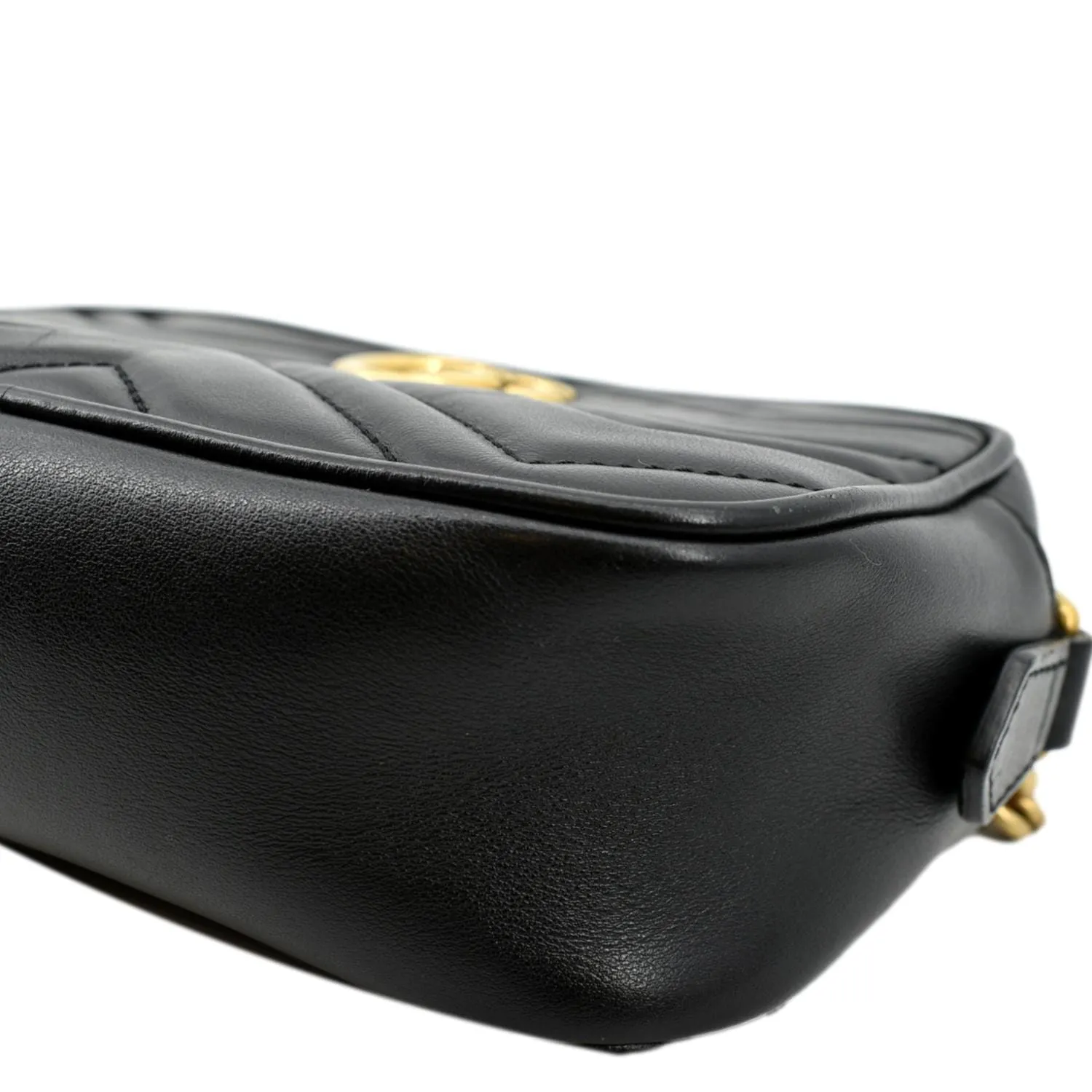GUCCI GG Marmont Matelasse Mini Leather Crossbody Bag Black 448065