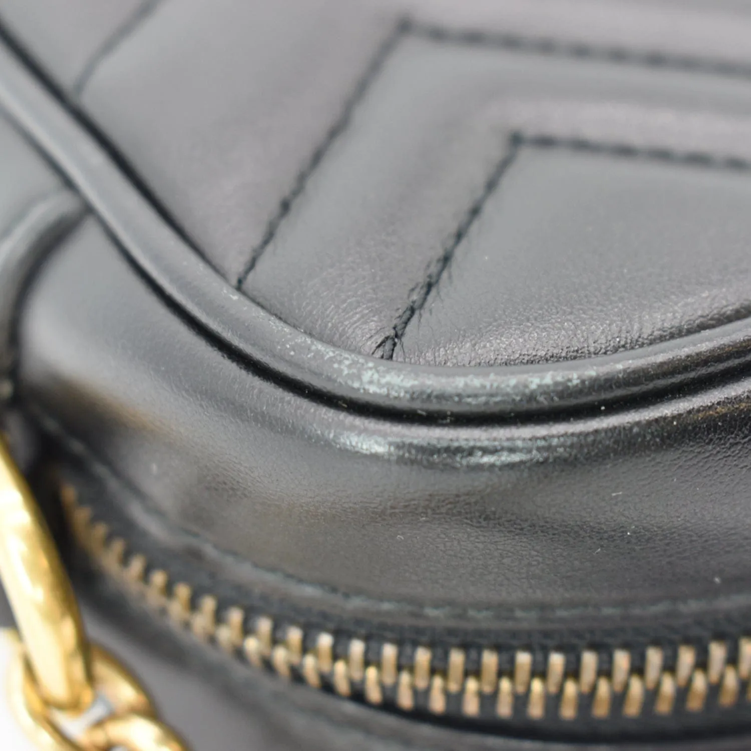 GUCCI GG Marmont Matelasse Mini Leather Crossbody Bag Black 448065