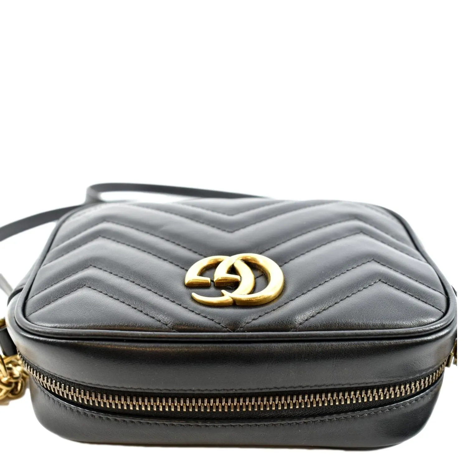 GUCCI GG Marmont Matelasse Mini Leather Crossbody Bag Black 448065