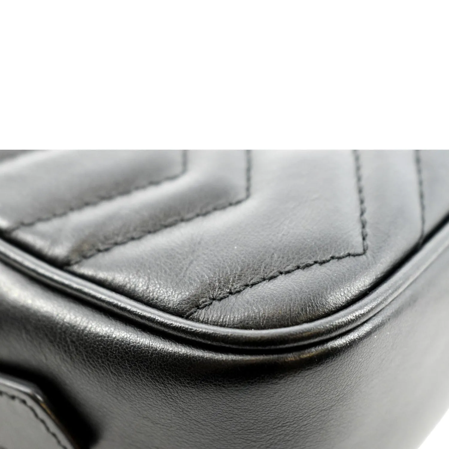 GUCCI GG Marmont Matelasse Mini Leather Crossbody Bag Black 448065