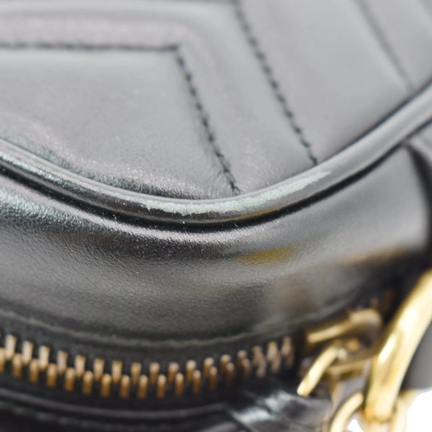 GUCCI GG Marmont Matelasse Mini Leather Crossbody Bag Black 448065