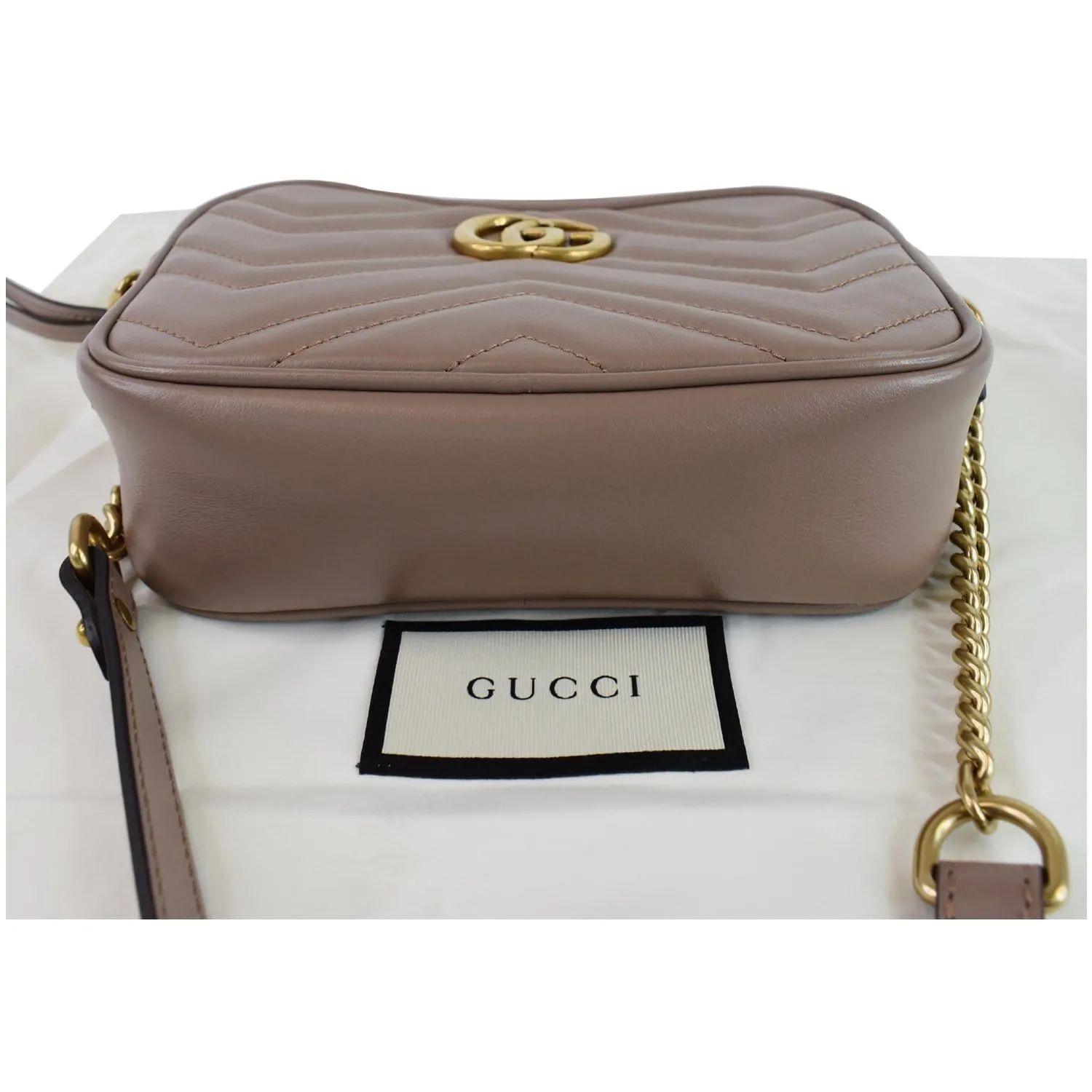 GUCCI GG Marmont Matelasse Mini Leather Crossbody Bag Dusty Pink 448065