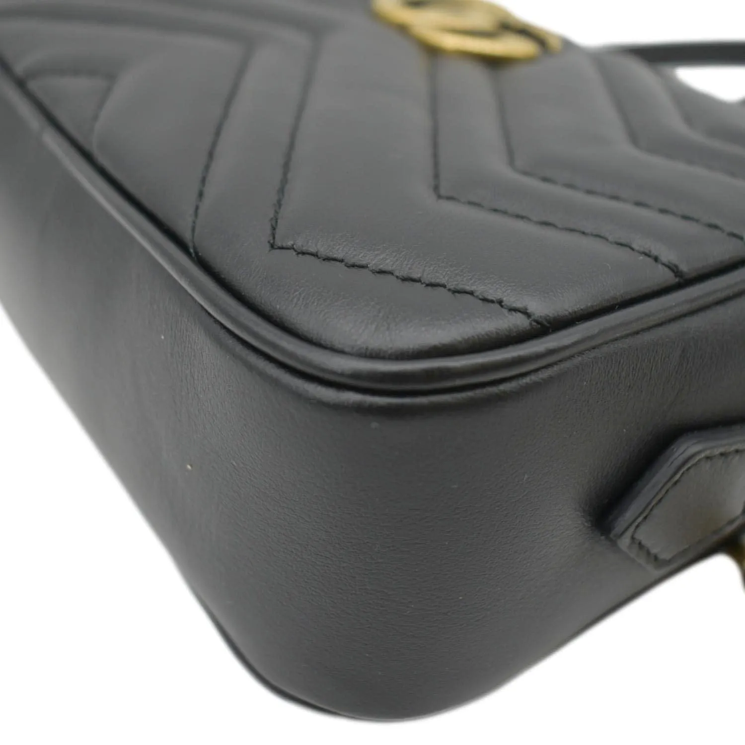 GUCCI GG Marmont Mini Matelasse Leather Chain Crossbody Bag Black 448065
