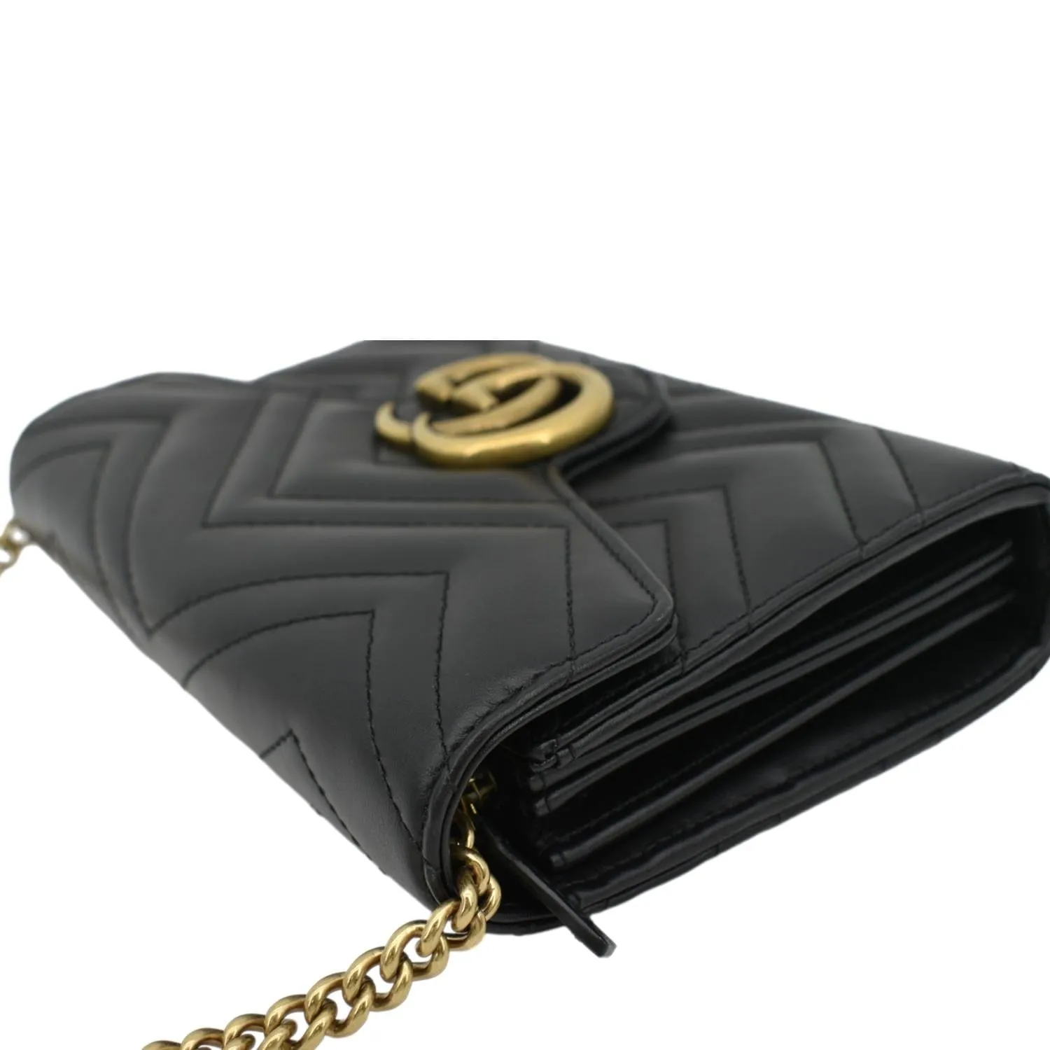 GUCCI GG Marmont Mini Matelasse Leather Crossbody Bag Black 474575