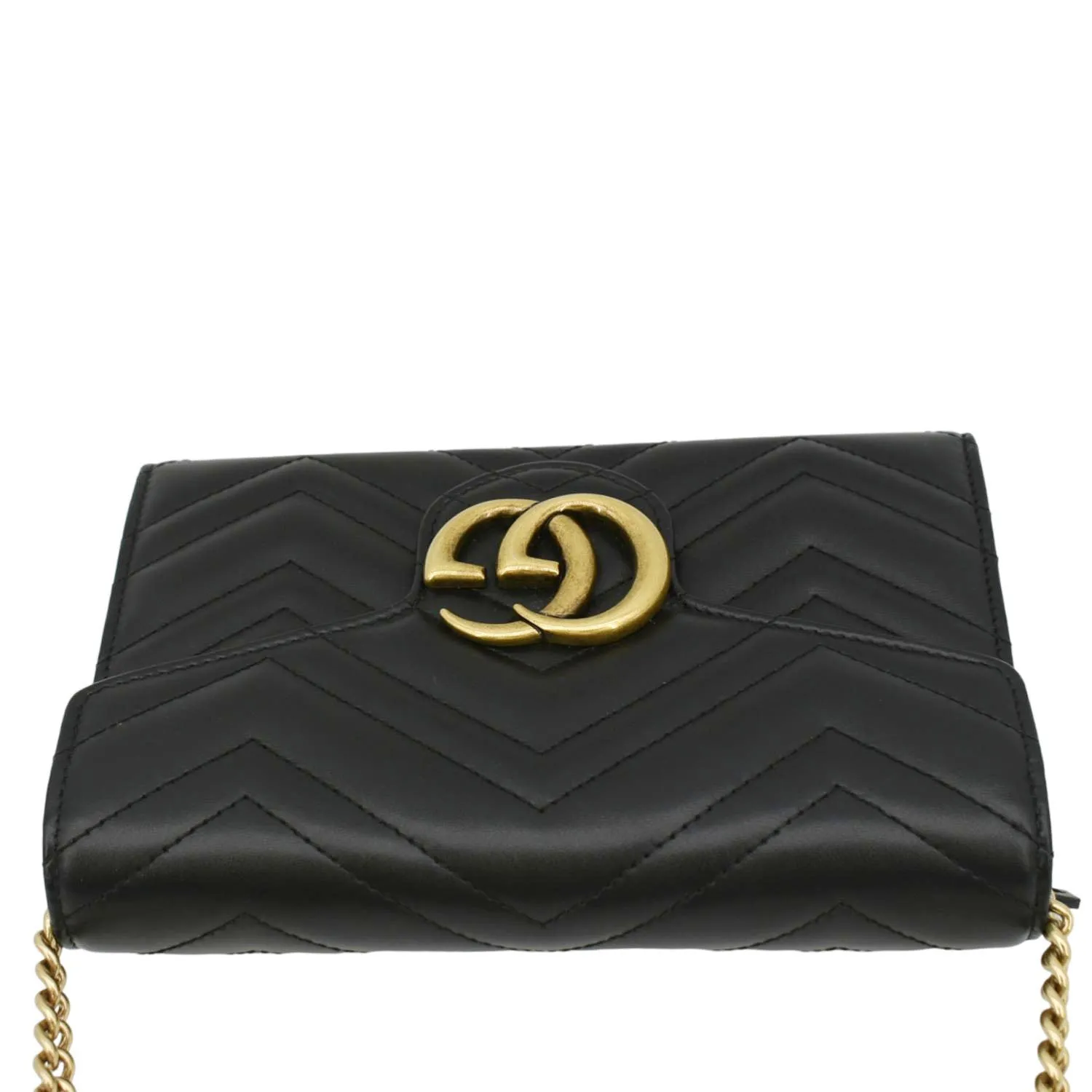 GUCCI GG Marmont Mini Matelasse Leather Crossbody Bag Black 474575