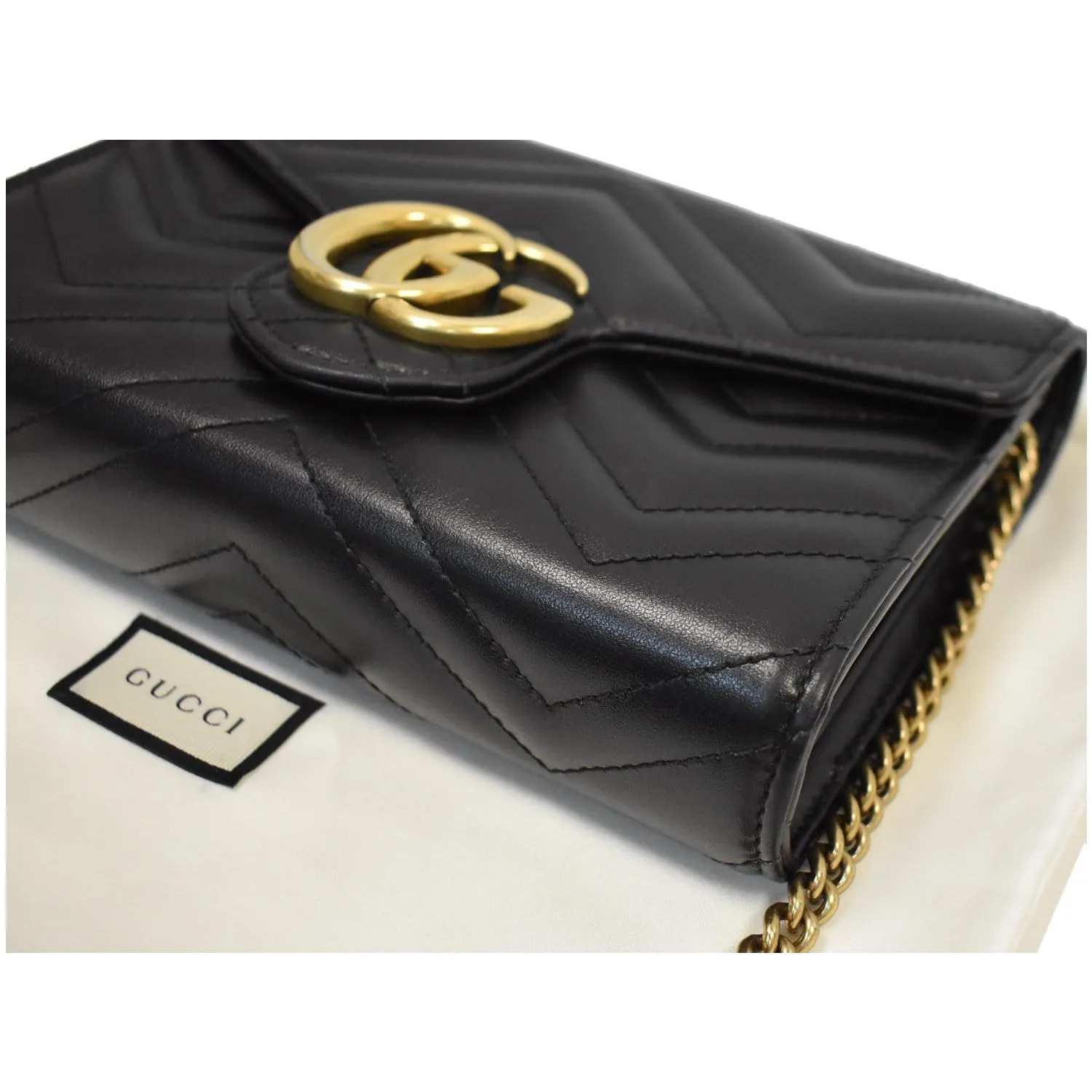 GUCCI GG Marmont Mini Matelasse Leather Crossbody Bag Black 474575
