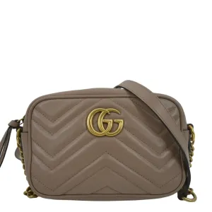 GUCCI GG Marmont Mini Matelasse Leather Crossbody Bag Dust Pink 448065
