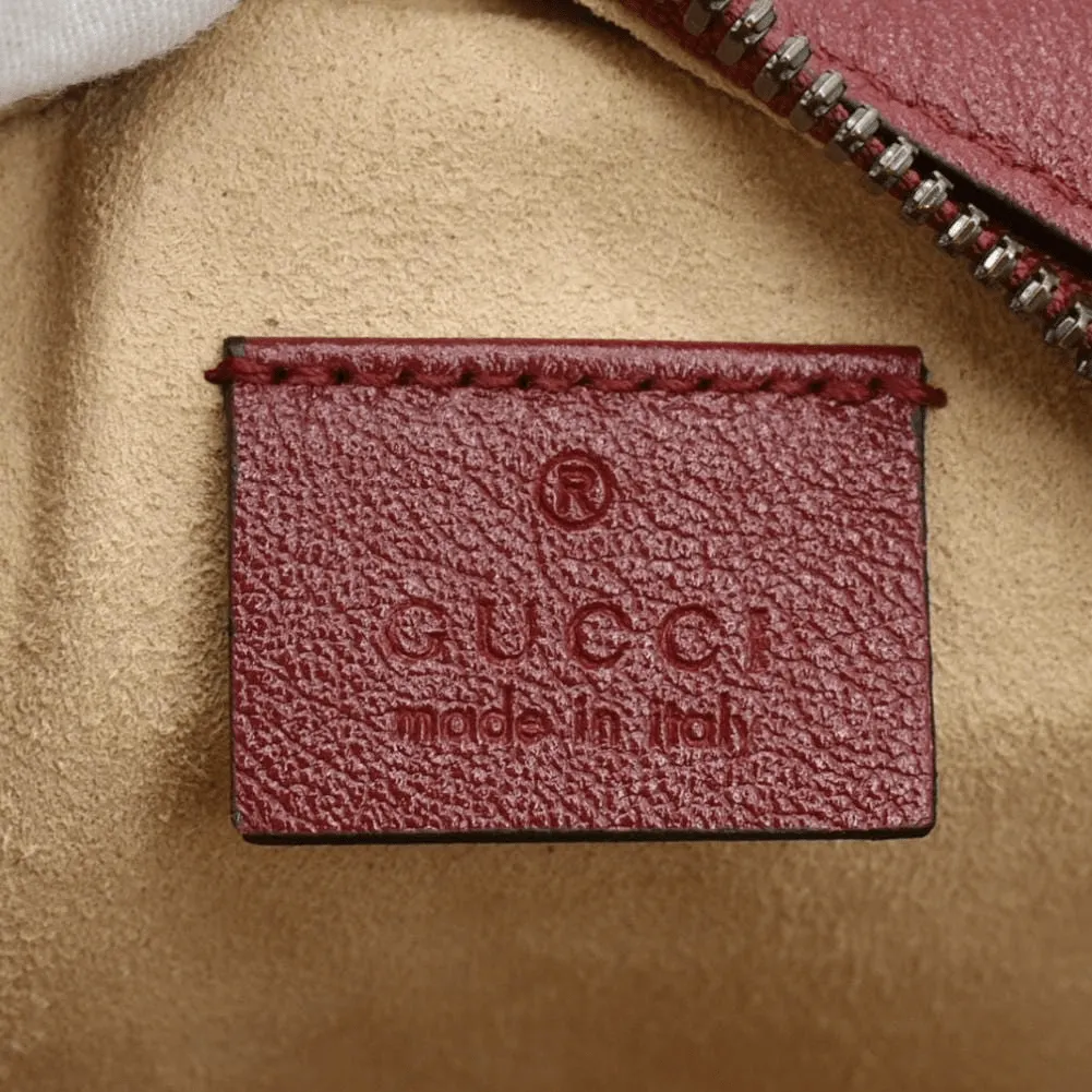 GUCCI GG Marmont Mini Round Leather Crossbody Bag Red 550154