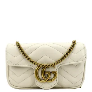 GUCCI GG Marmont Super Mini Matelasse Leather Crossbody Bag White 476433