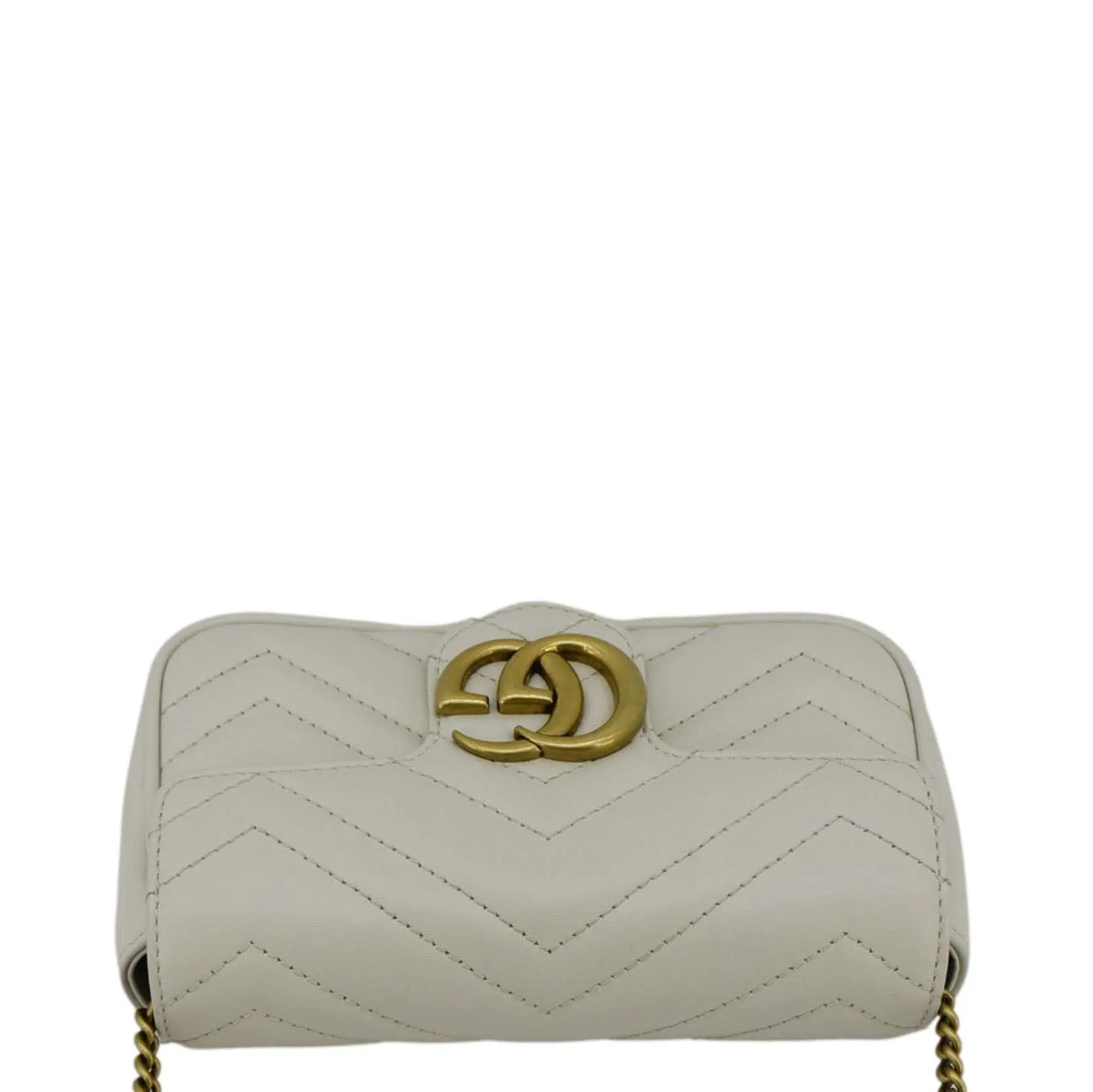 GUCCI GG Marmont Super Mini  Matelasse Leather Crossbody Bag White 476433