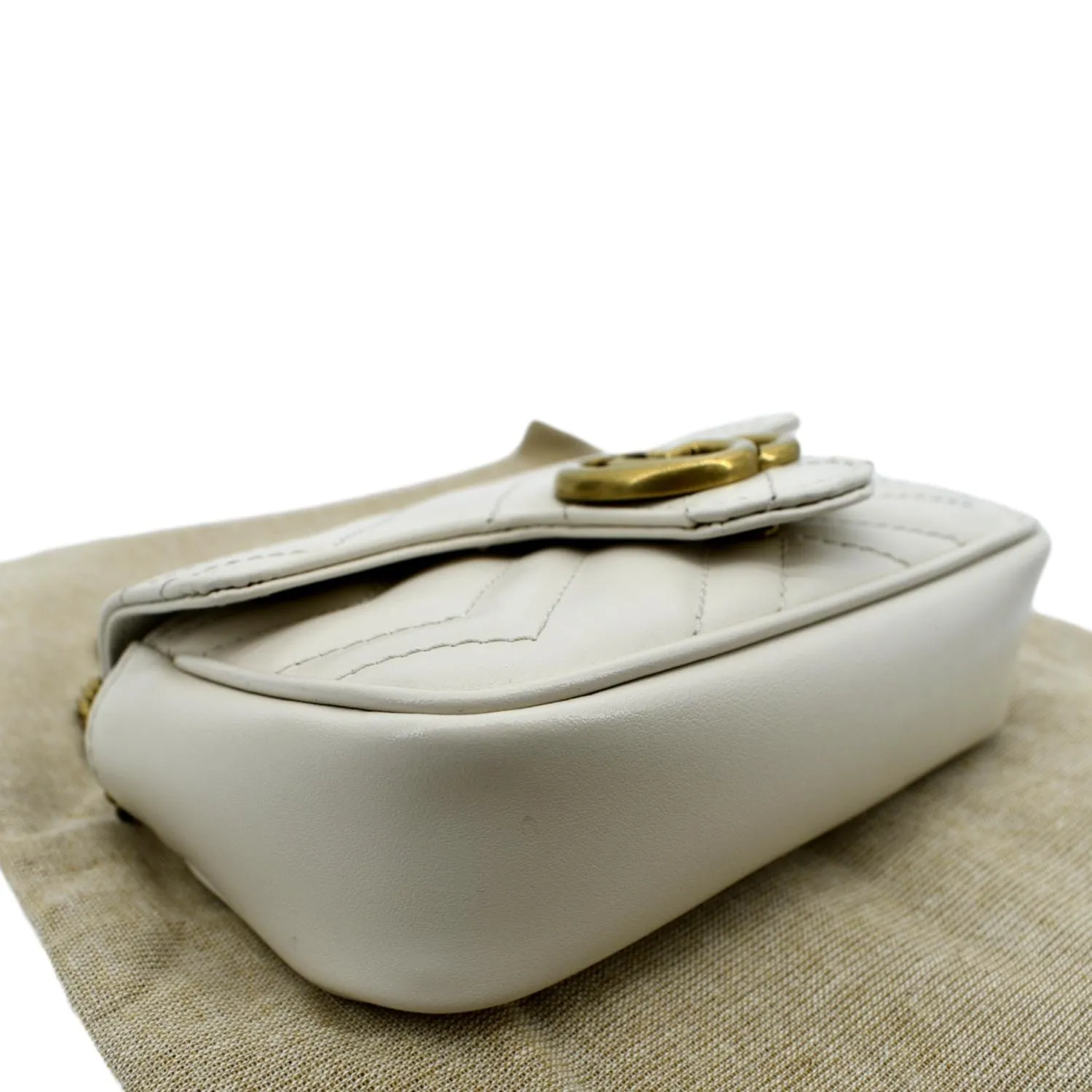 GUCCI GG Marmont Super Mini Matelasse Leather Crossbody Bag White 476433