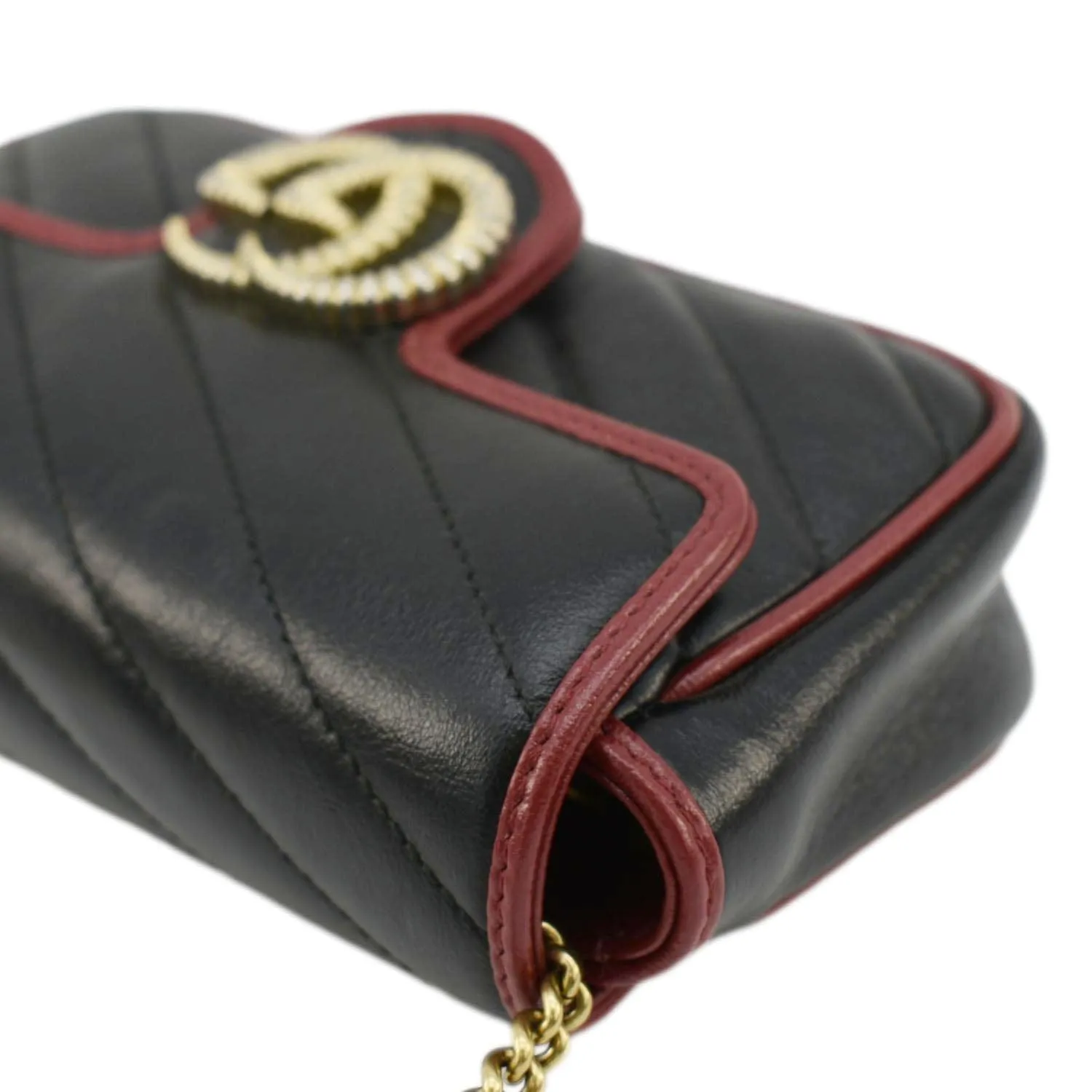 GUCCI GG Marmont Tourchon Mini Matelasse Leather Shoulder Crossbody Bag Black 574969